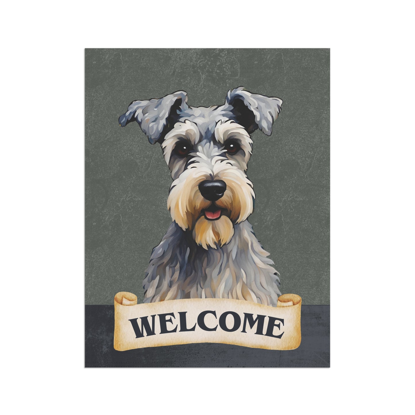 Miniature Schnauzer Welcome 2-Sided Garden & House Flag/Banner