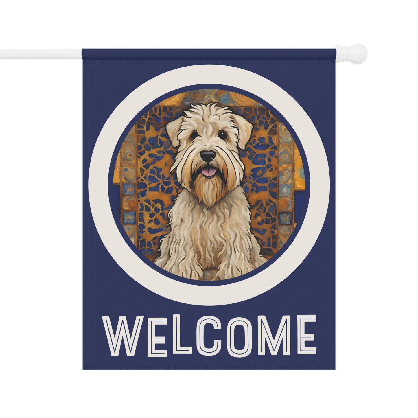 Wheaten Terrier Welcome 2-Sided Garden & House Flag/Banner