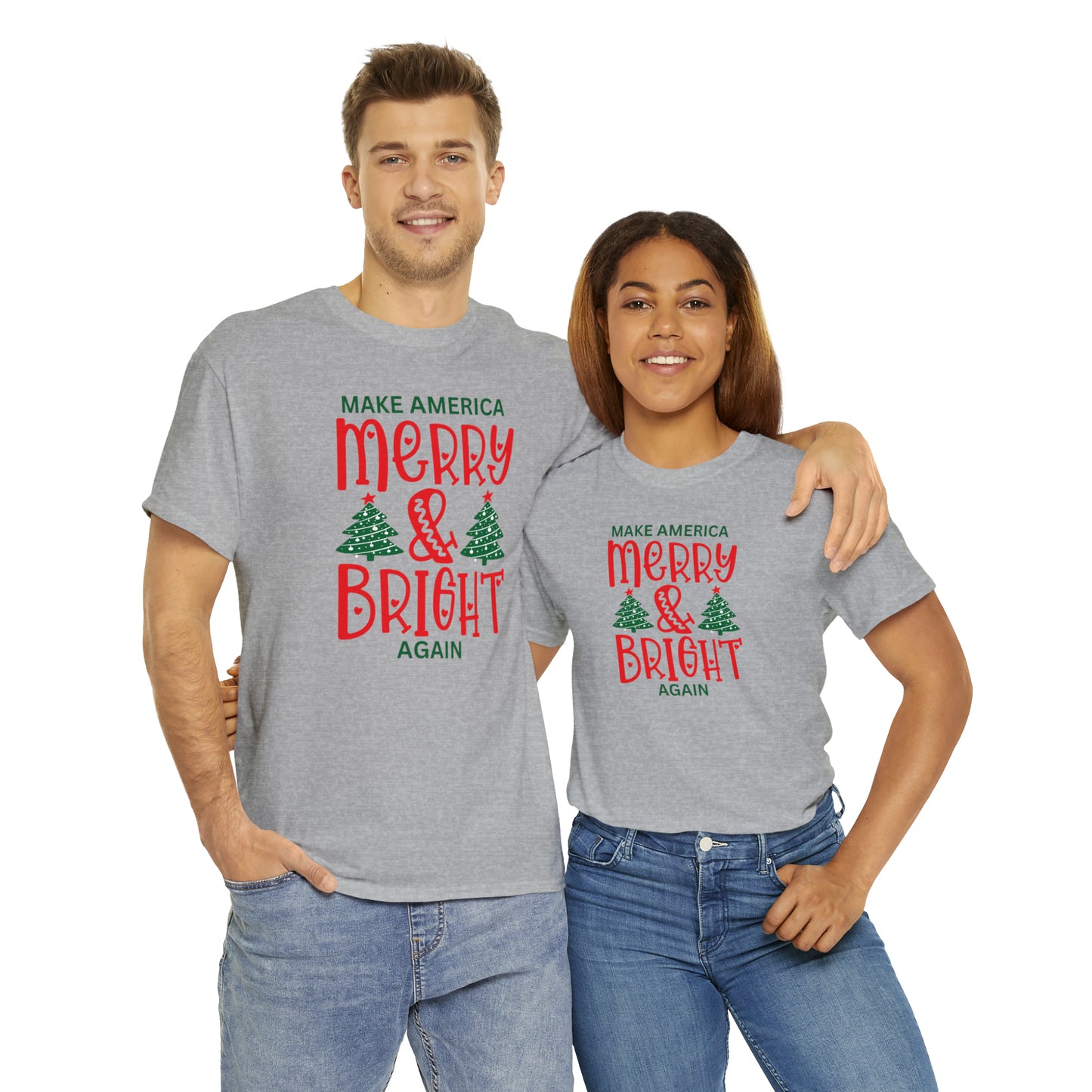 Happy Hearts Make America Merry & Bright Again Unisex Heavy Cotton Tee