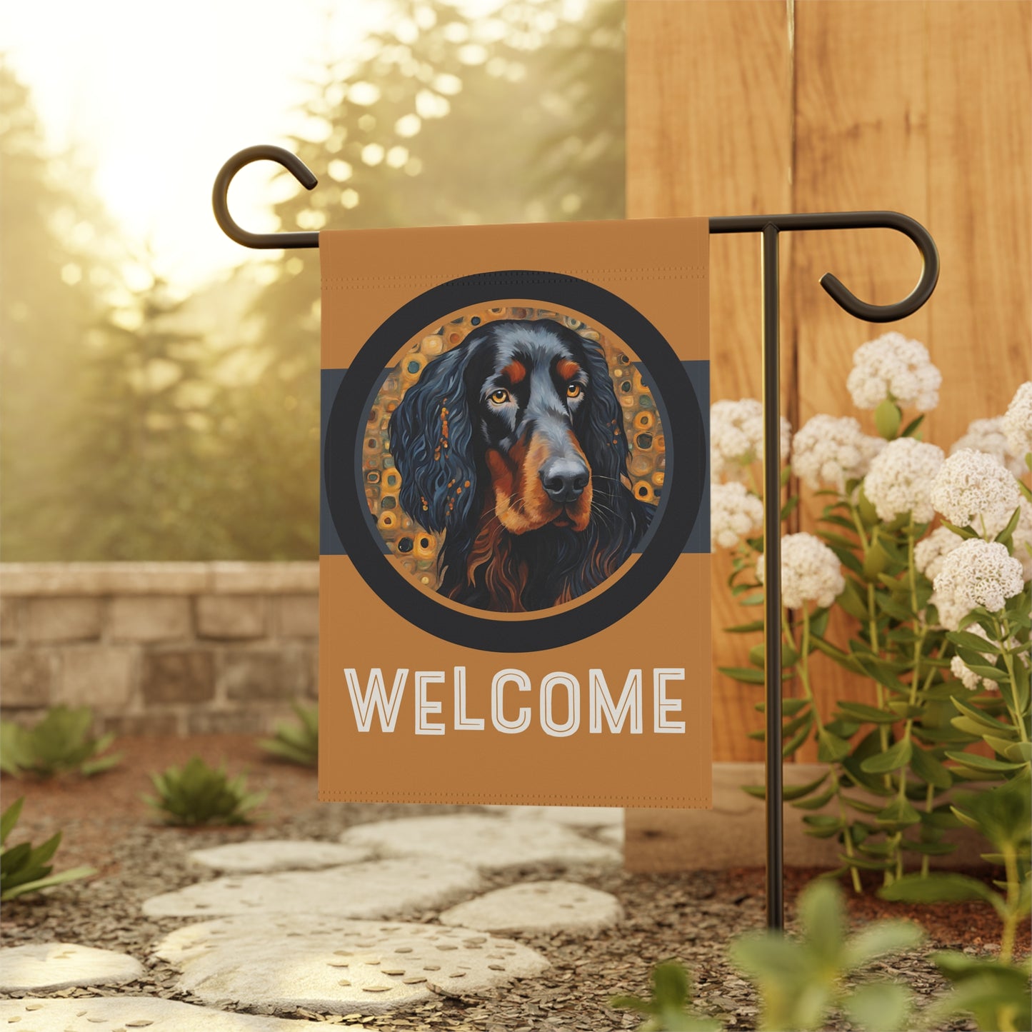 Gordon Setter Welcome 2-Sided Garden & House Flag/Banner