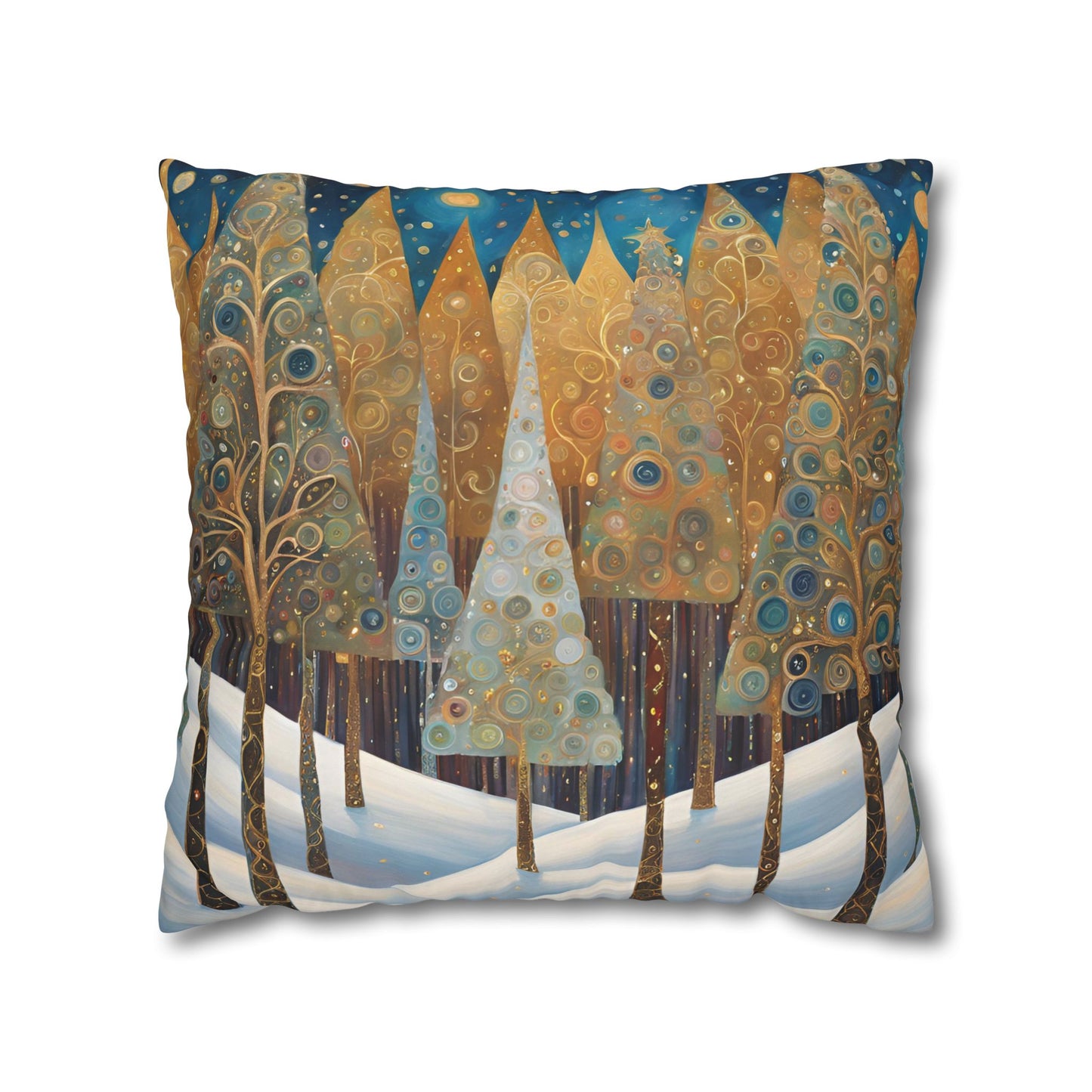 Christmas in the Forest Square Poly Canvas Pillowcase