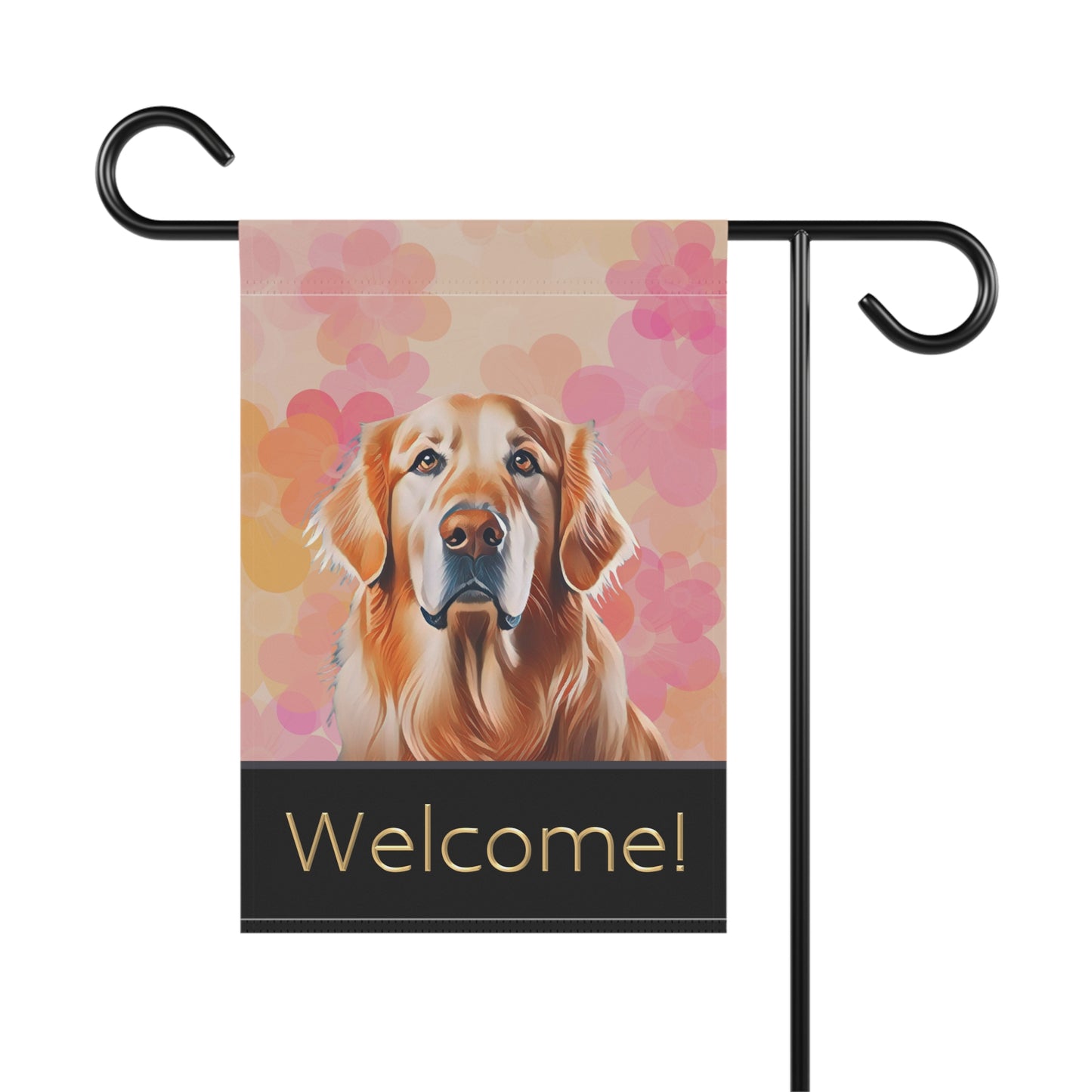 Golden Retriever Floral Welcome 2-Sided Garden & House Flag/Banner