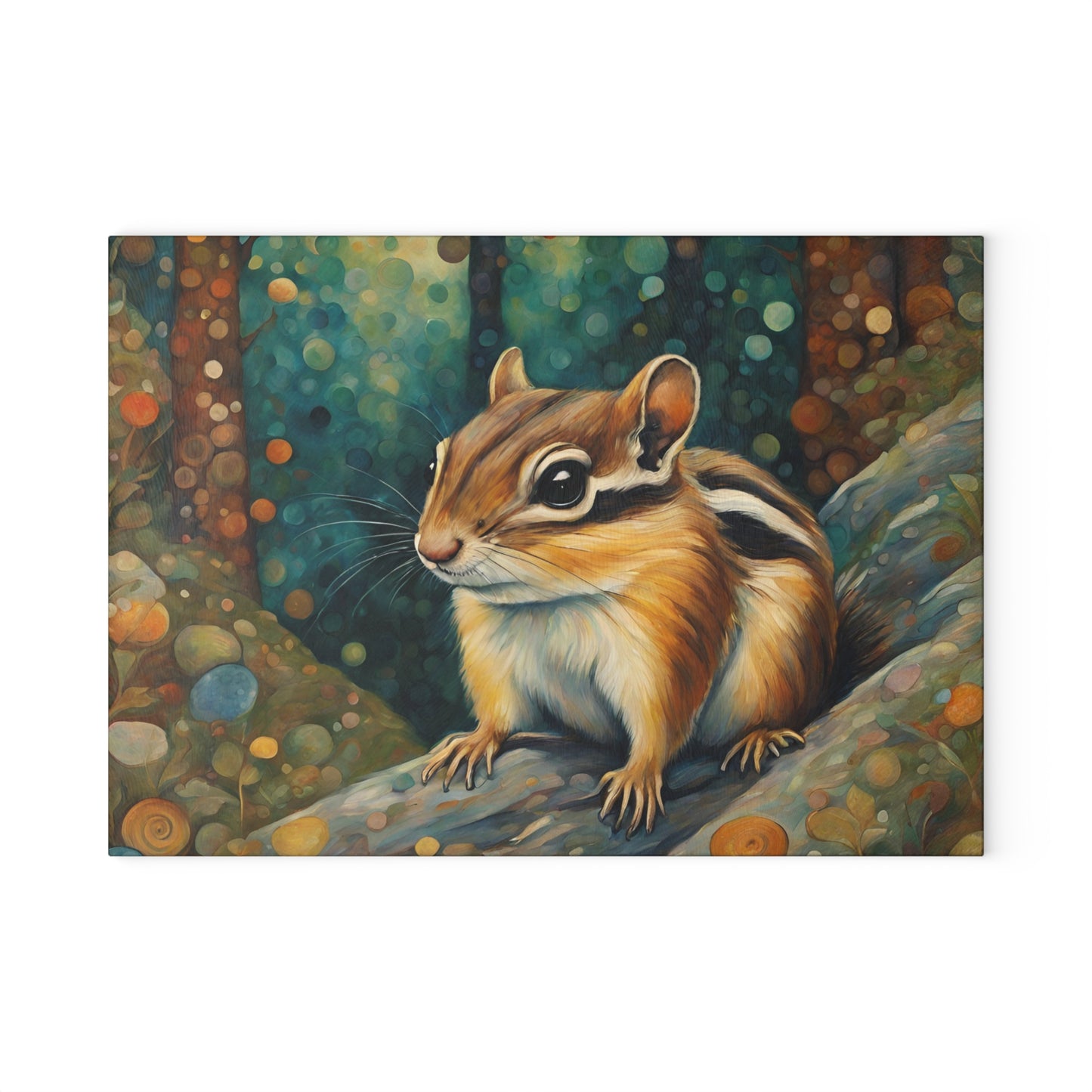 Mountain Forest Chipmunk Tempered Glass Cutting Board