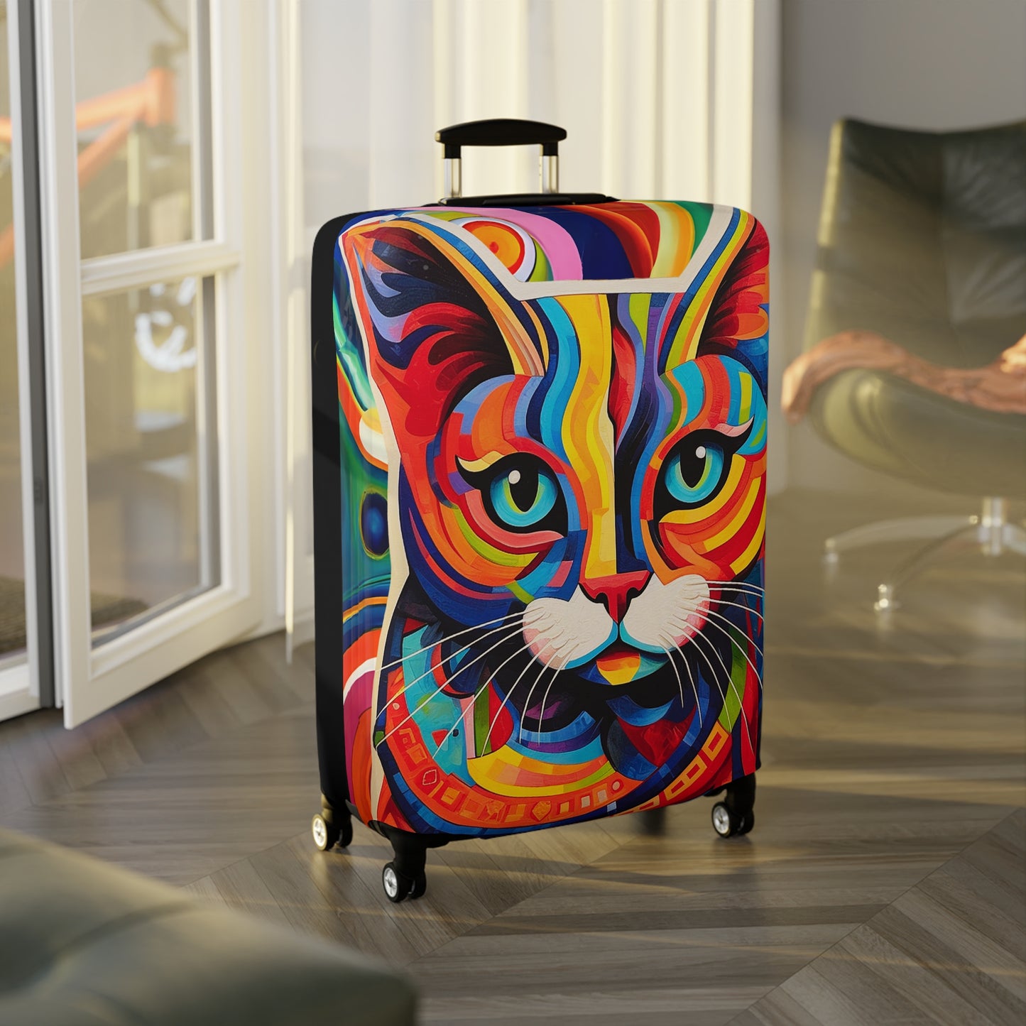 Saffron Abstract Cat Luggage Cover