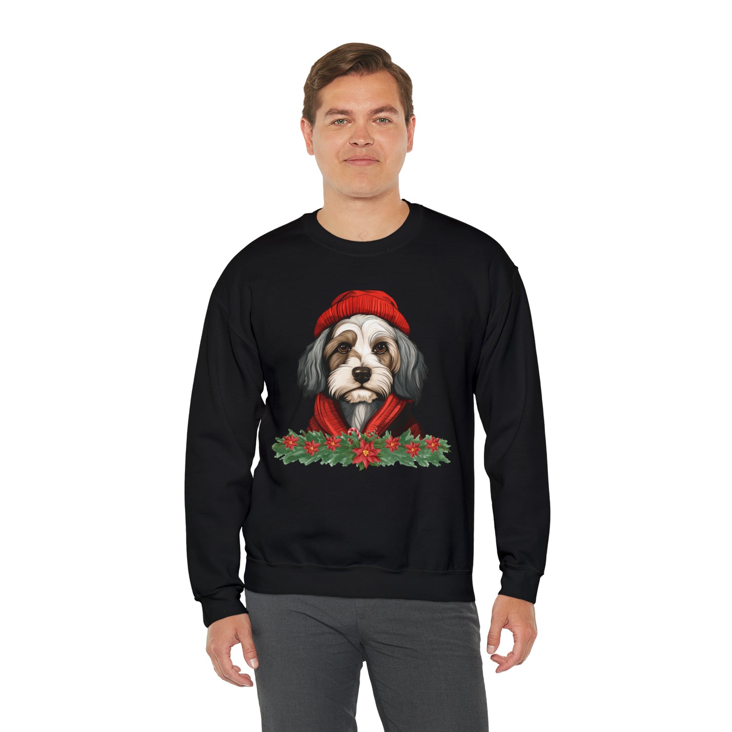 Havanese in Hat & Scarf Christmas Unisex Heavy Blend™ Crewneck Sweatshirt