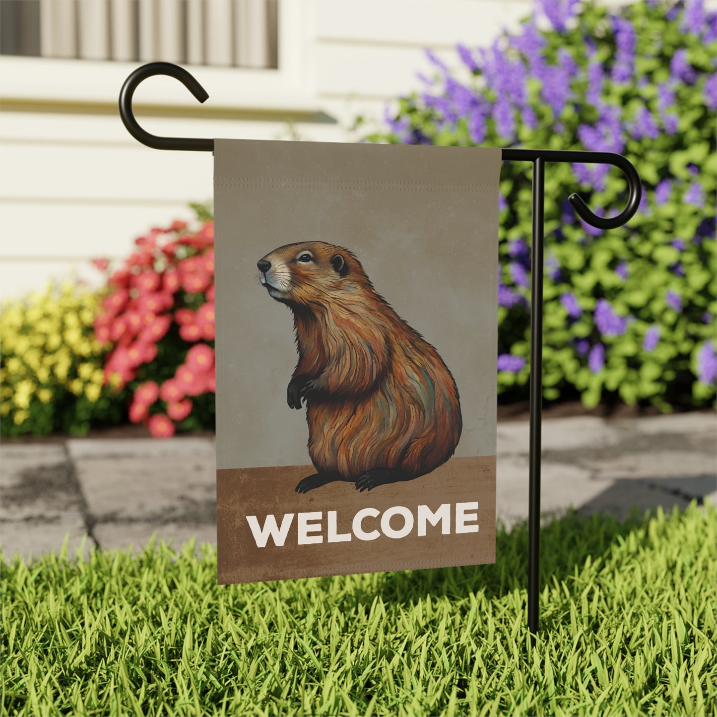 Marmot Welcome 2-Sided Garden & House Flag/Banner