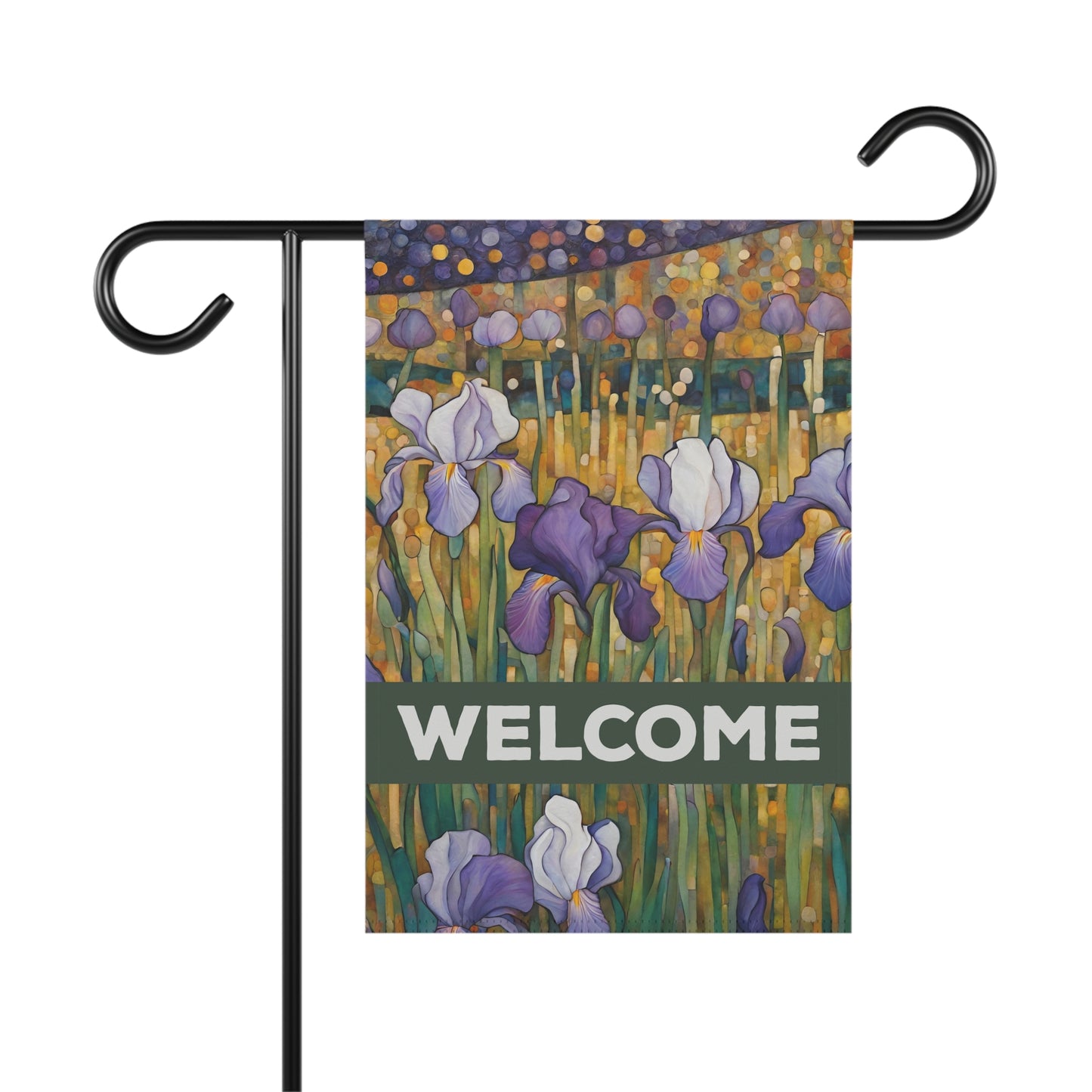 Iris Dreams Welcome 2-Sided Garden & House Flag/Banner