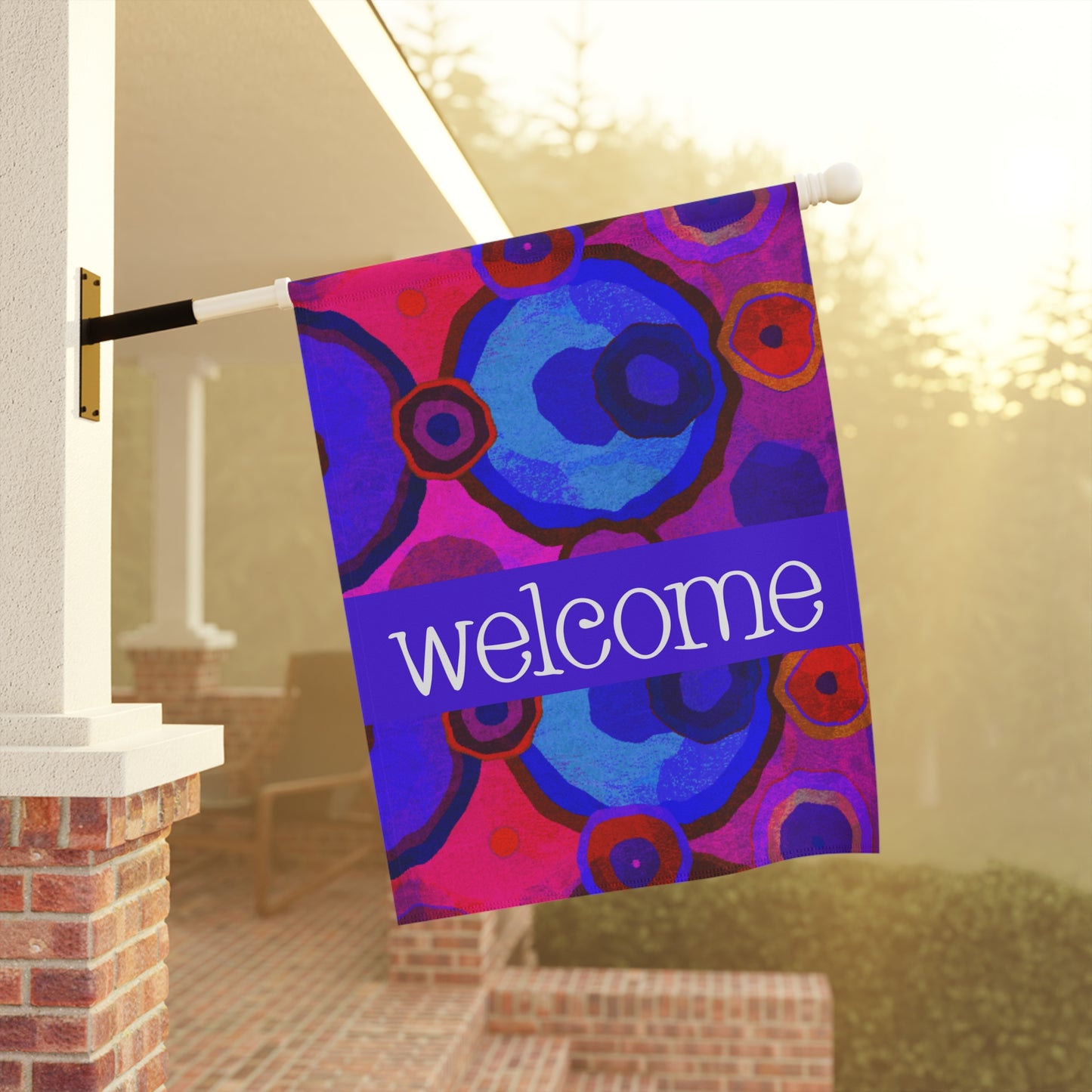 Polanco Bright Abstract Welcome 2-Sided Garden & House Flag/Banner