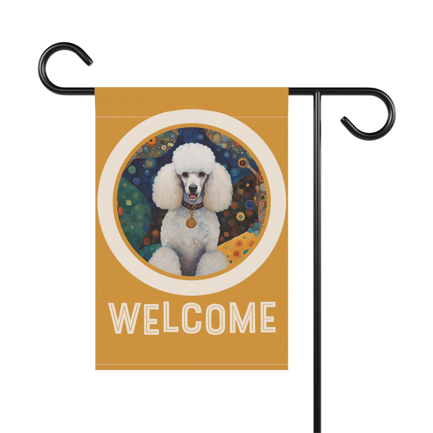 White Poodle Welcome 2-Sided Garden & House Flag/Banner