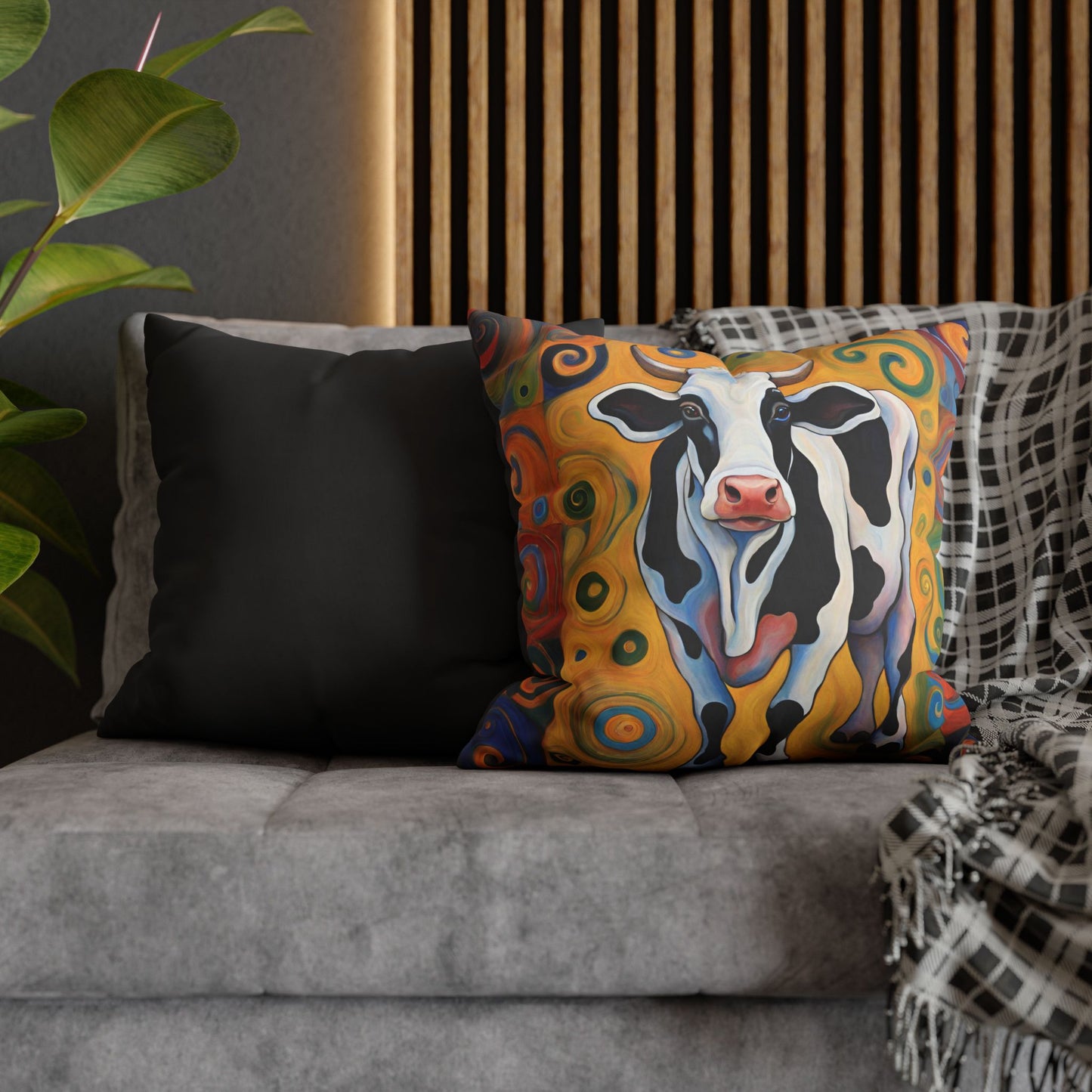 Moove It Cow Square Poly Canvas Pillowcase