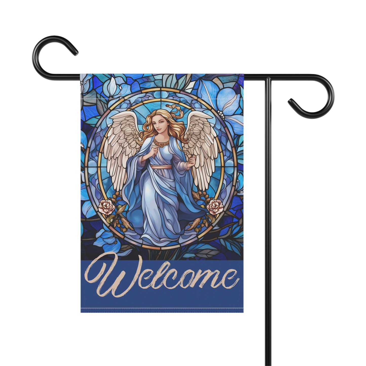 Blue Angel Floral Welcome Garden & House Flag/Banner