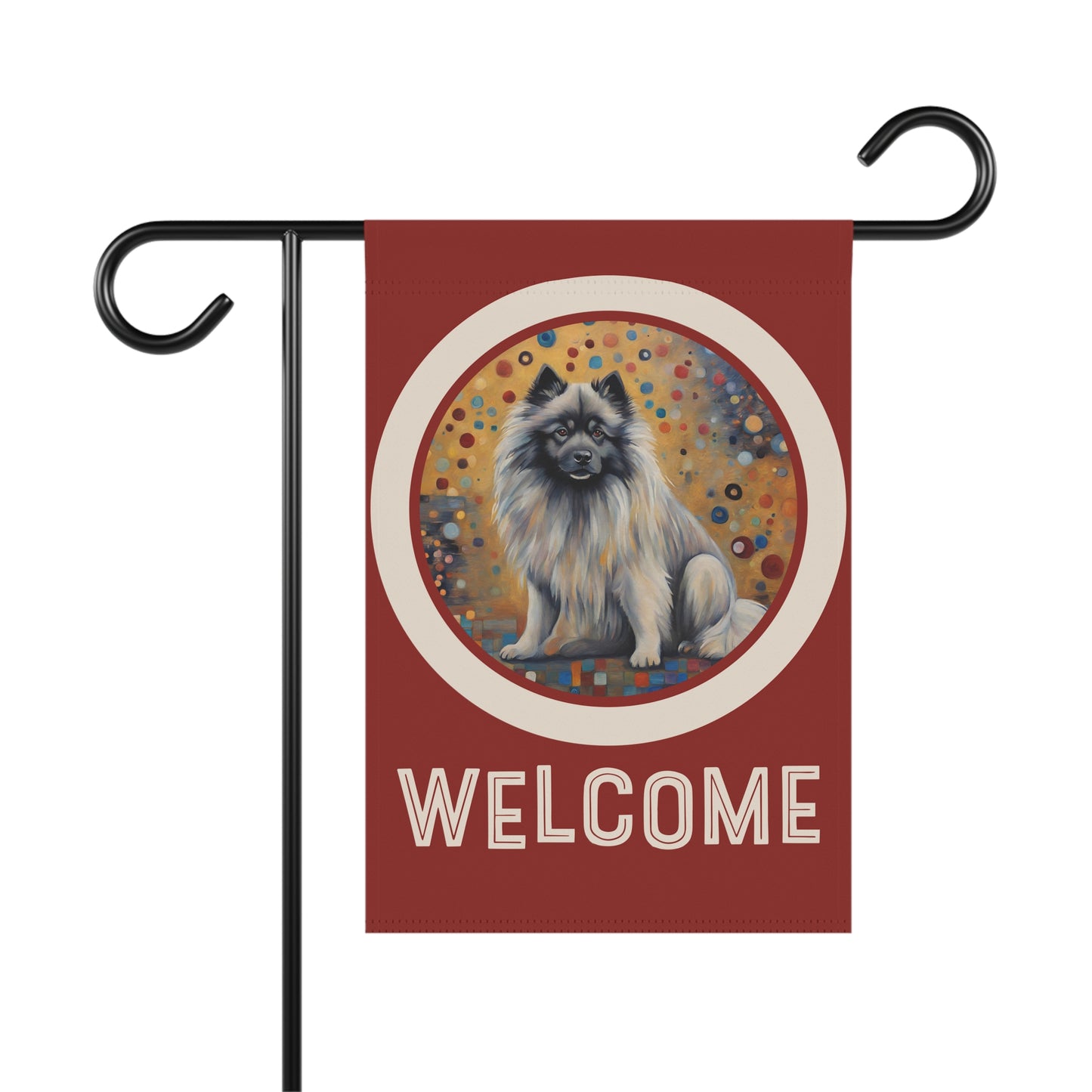 Keeshond Welcome 2-Sided Garden & House Flag/Banner