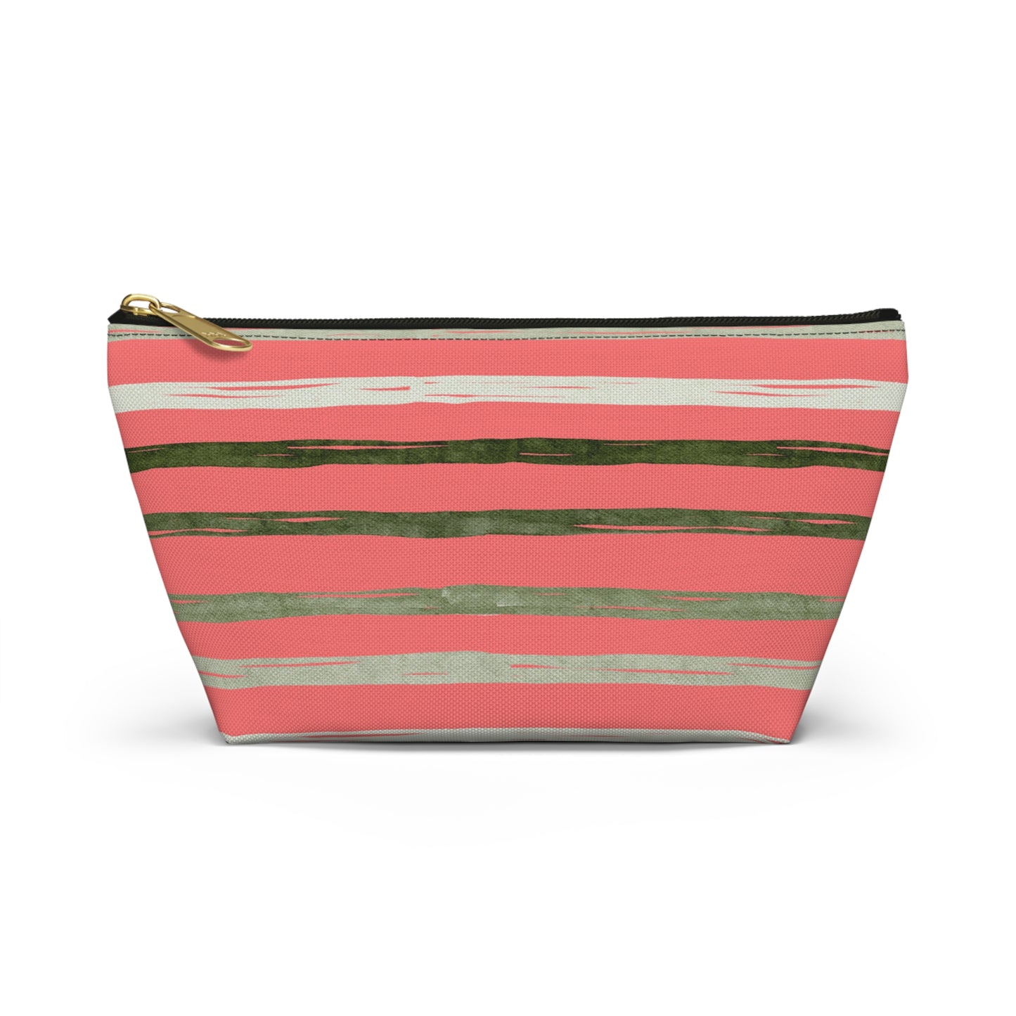 Utah Green stripes on Melon fashion makeup Accessory Pouch w T-bottom