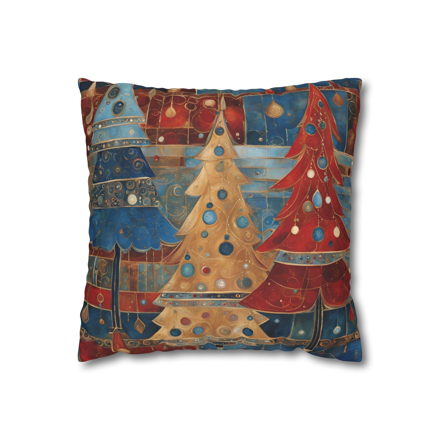 Americana Christmas Square Poly Canvas Pillowcase