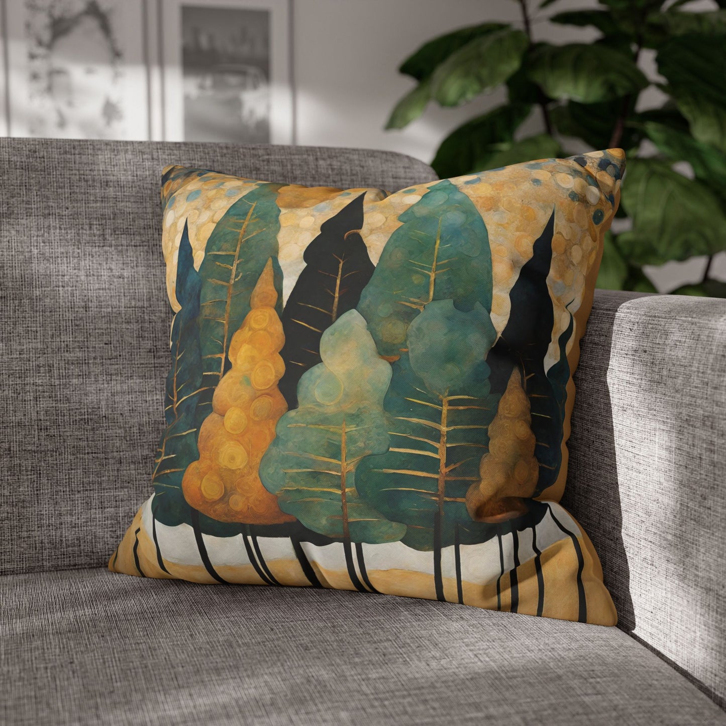 Pine Trees Square Poly Canvas Pillowcase