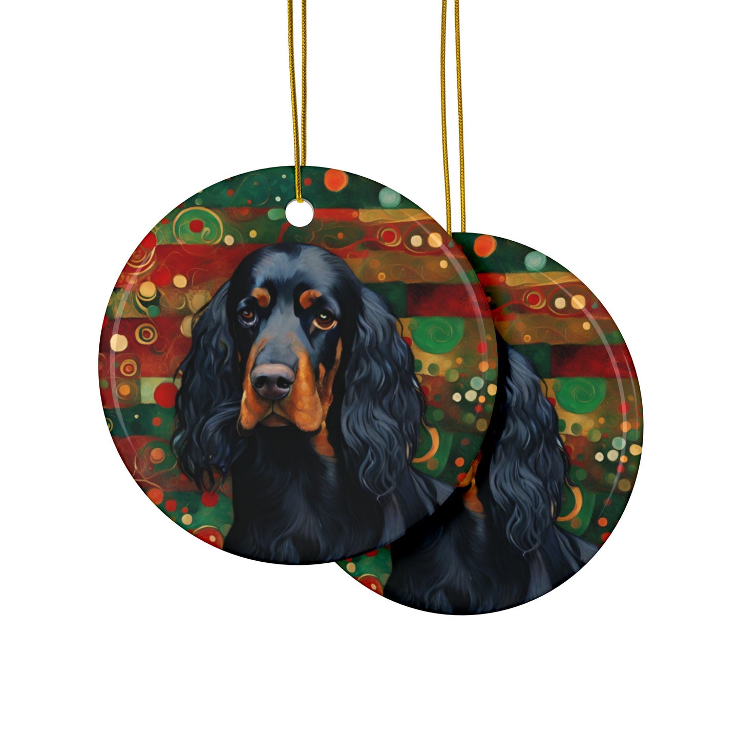 Gordon Setter Christmas 3" Ceramic Ornaments, 2-Side Print, (1pc, 10pcs)