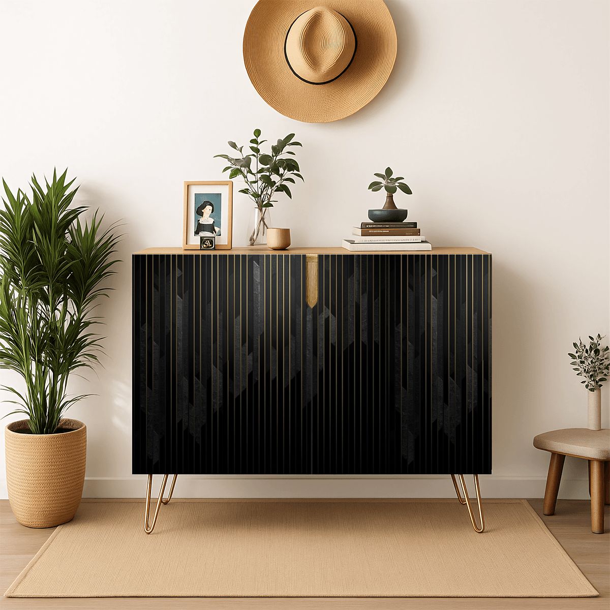 Black Modern Wooden Storage Cabinet (Made in USA)