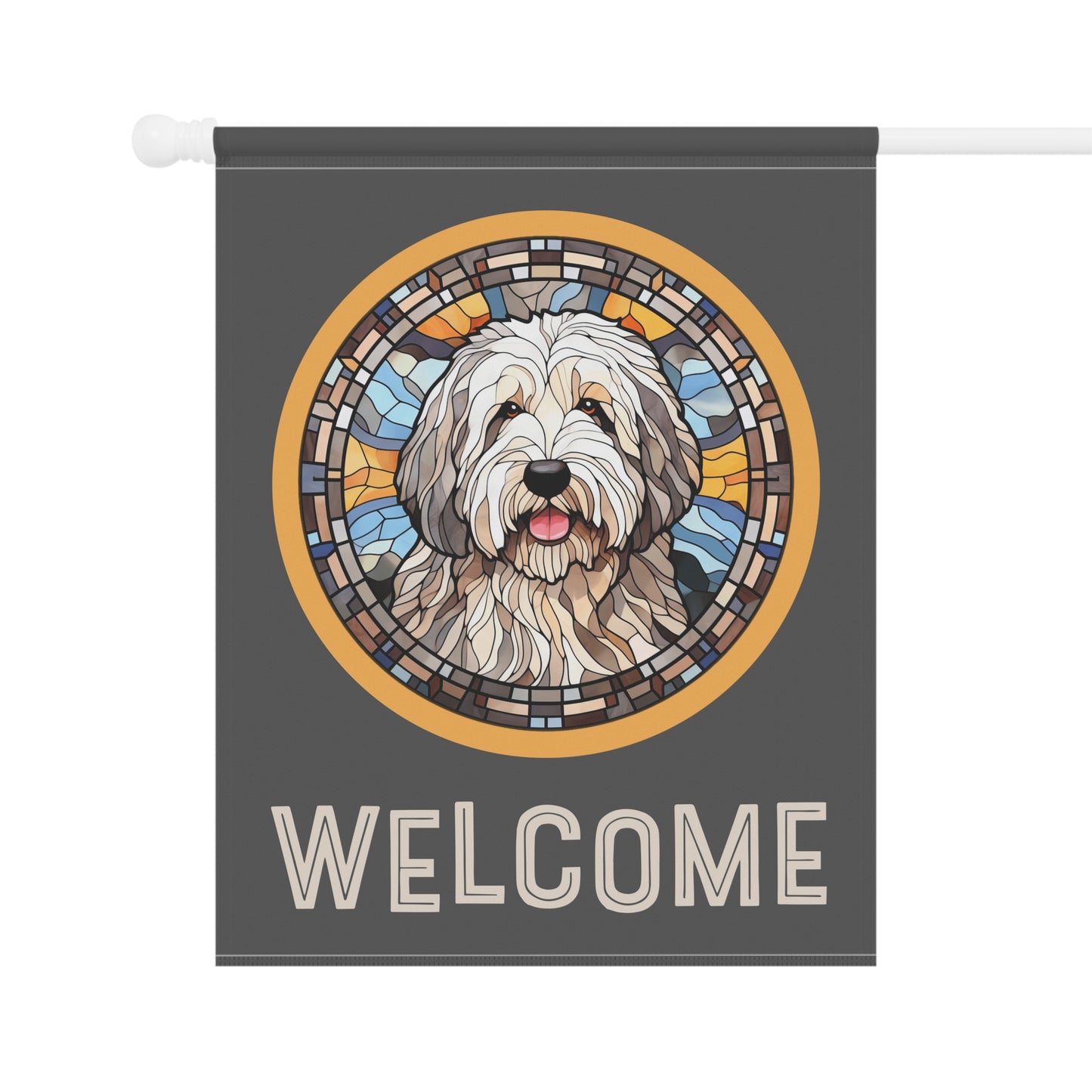 Old English Sheepdog Welcome 2-Sided Garden & House Flag/Banner