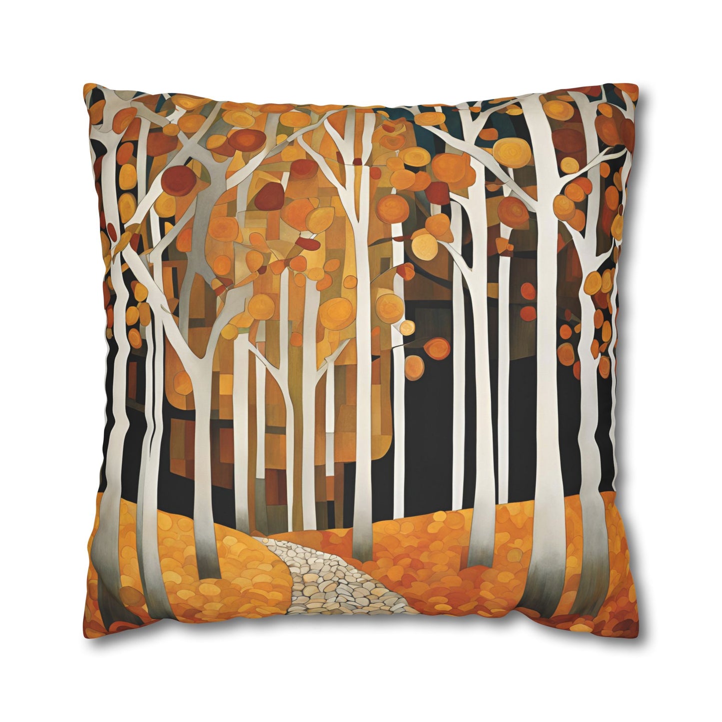 Autumn Path Square Poly Canvas Pillowcase