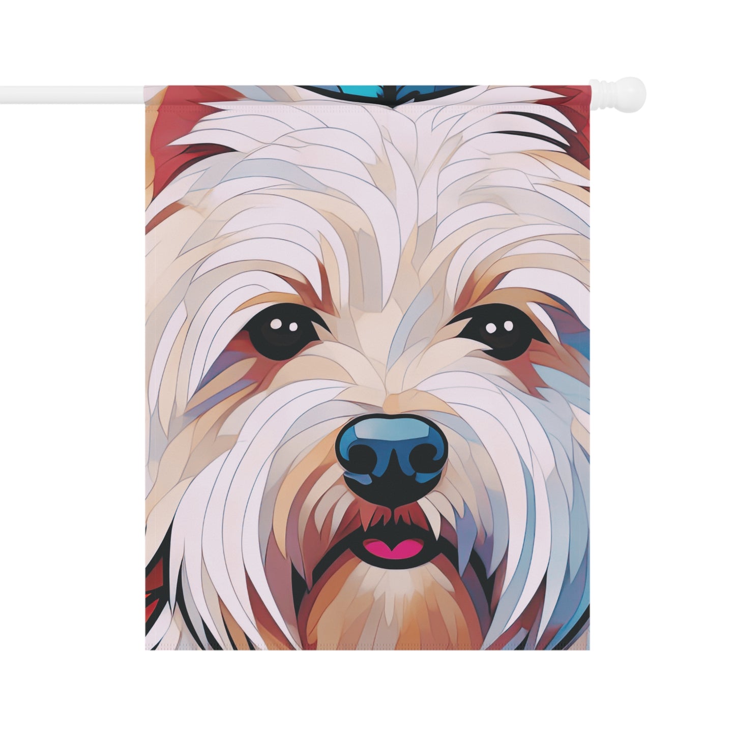 West Highland Terrier Face Stained Glass Westie 2-Sided Garden & House Flag/Banner