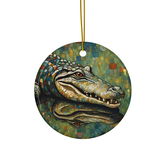 Alligator 3" Ceramic Ornaments, 2-Side Print, (1pc, 10pcs)