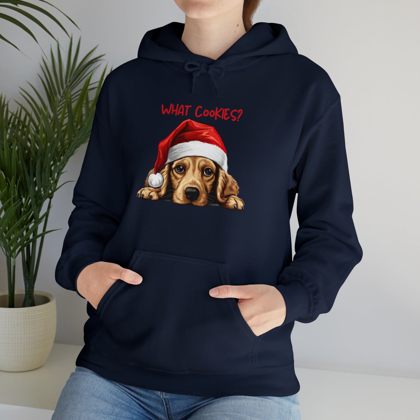 What Cookies? Cocker Spaniel in Santa Hat Unisex Heavy Blend™ Hooded Sweatshirt