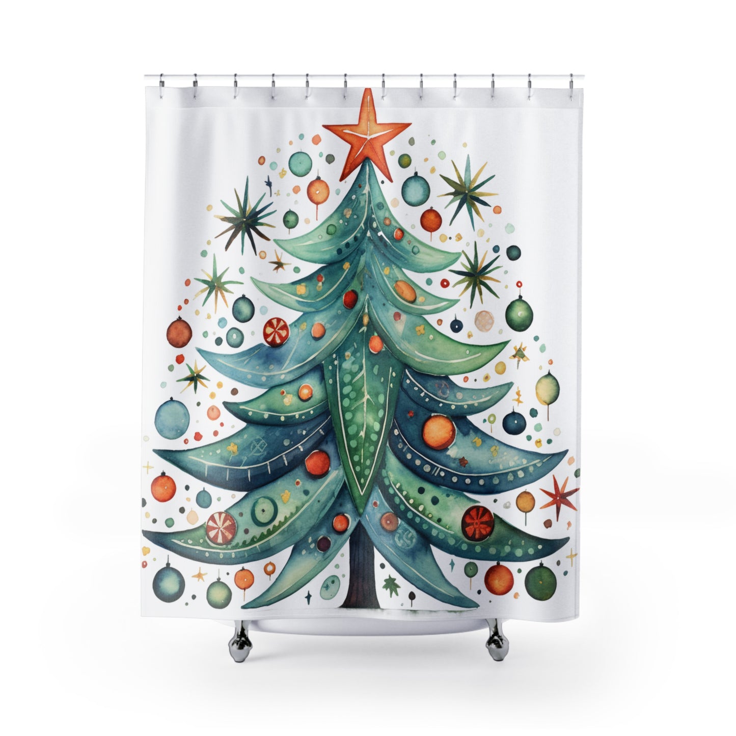 Christmas Tree Funk Polyester Shower Curtain