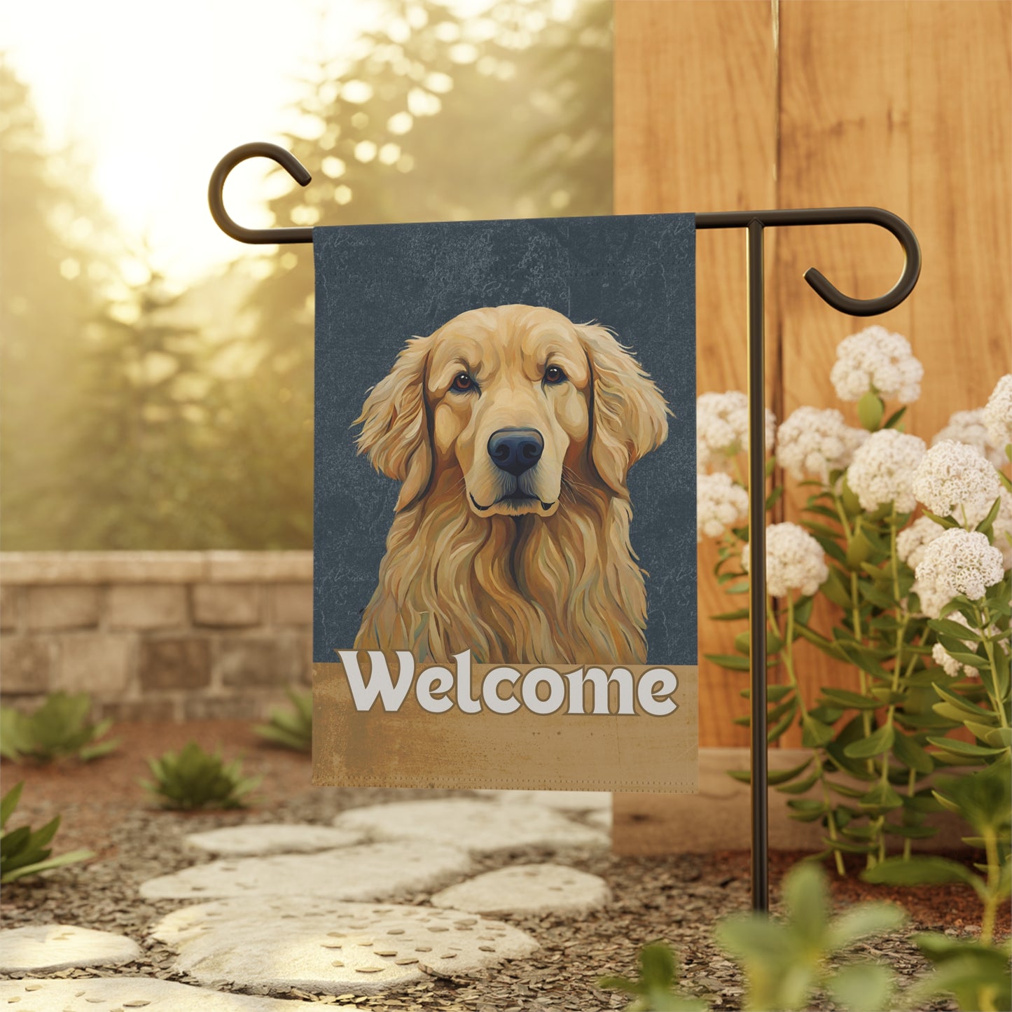 Golden Retriever Welcome 2-Sided Garden & House Flag/Banner