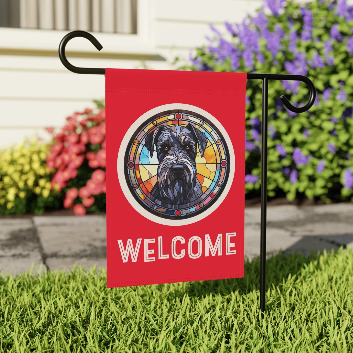 Giant Schnauzer Welcome 2-Sided Garden & House Flag/Banner