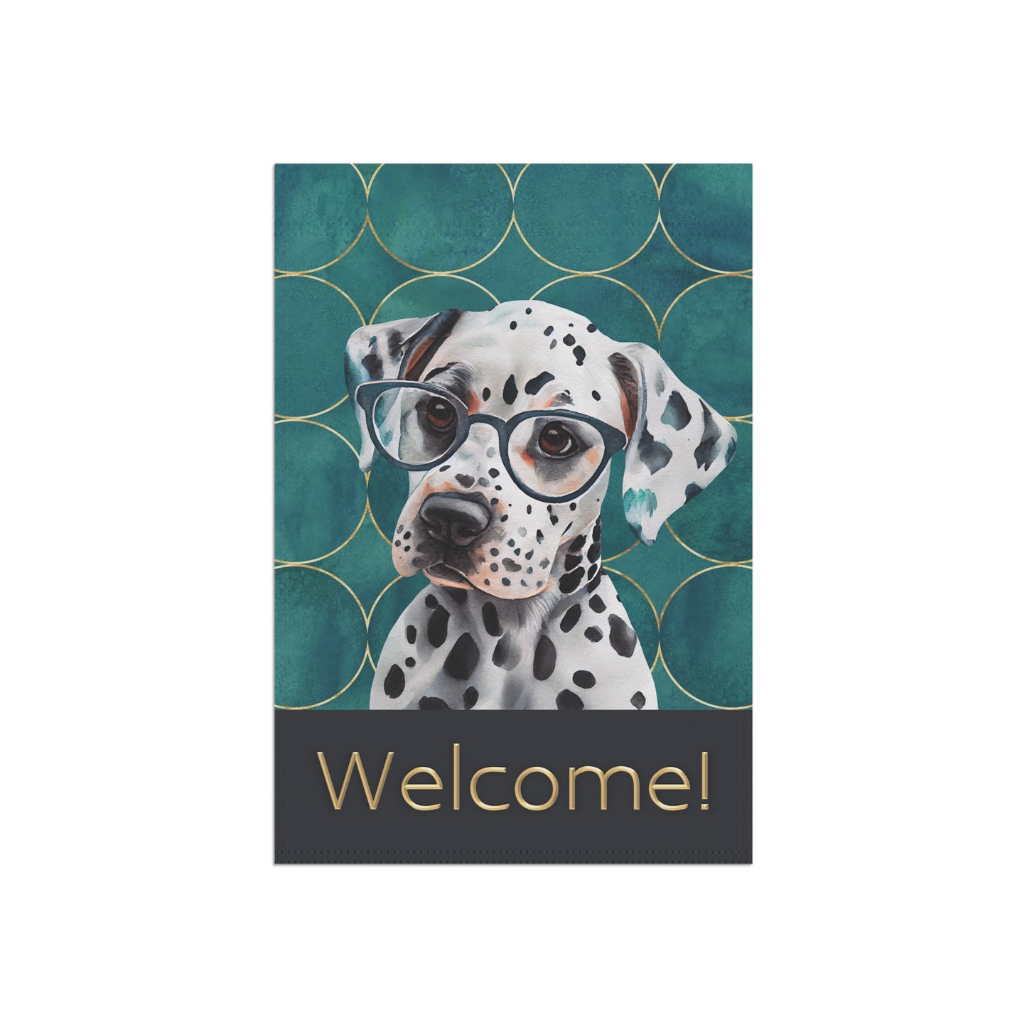 Dalmatian in Glasses Welcome 2-Sided Garden & House Flag/Banner