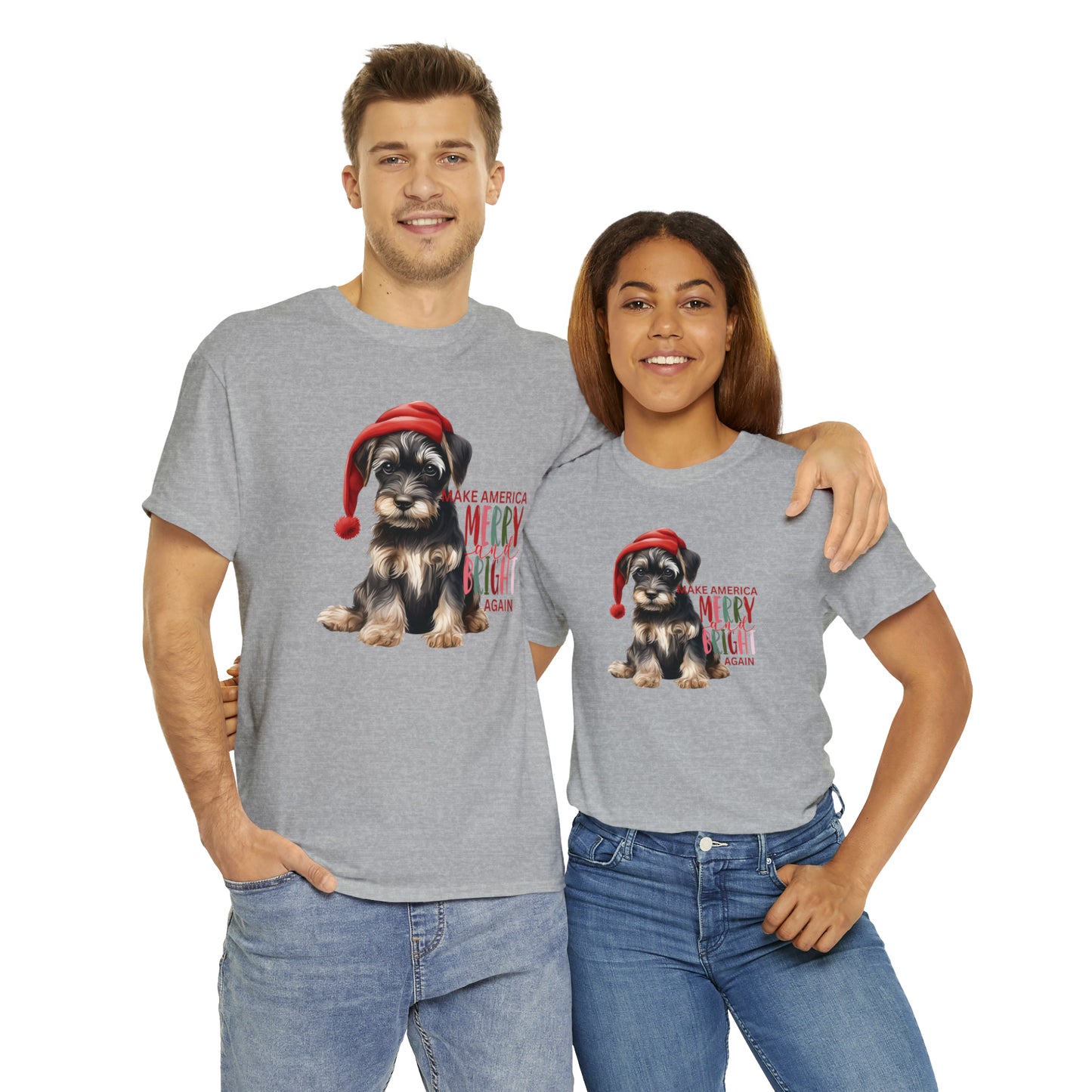 Santa Dog Make America Merry & Bright Again Unisex Heavy Cotton Tee