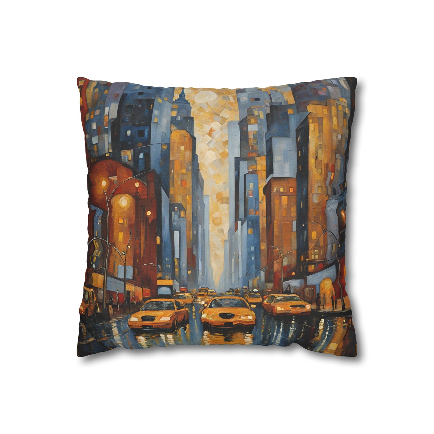 New York Square Poly Canvas Pillowcase