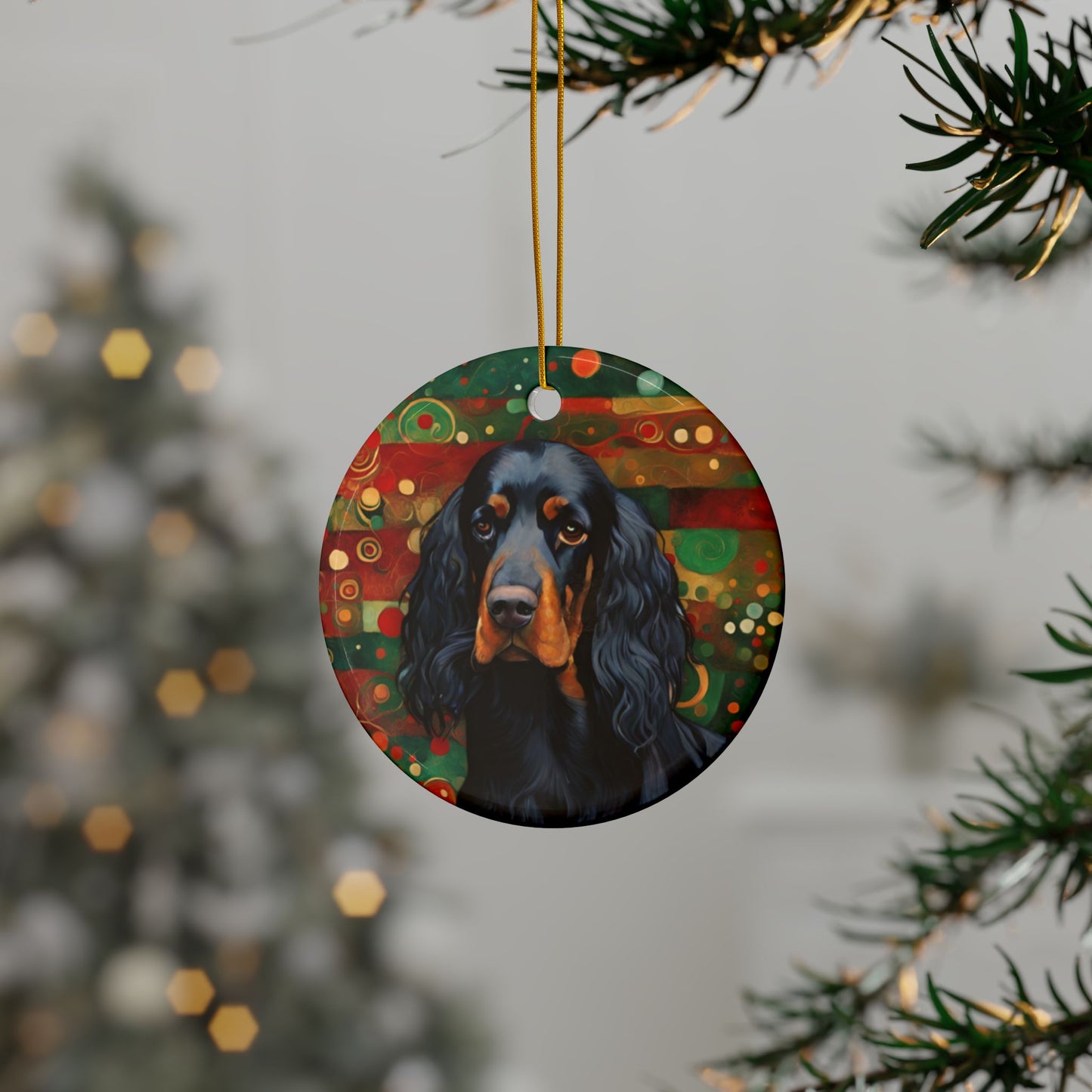 Gordon Setter Christmas 3" Ceramic Ornaments, 2-Side Print, (1pc, 10pcs)