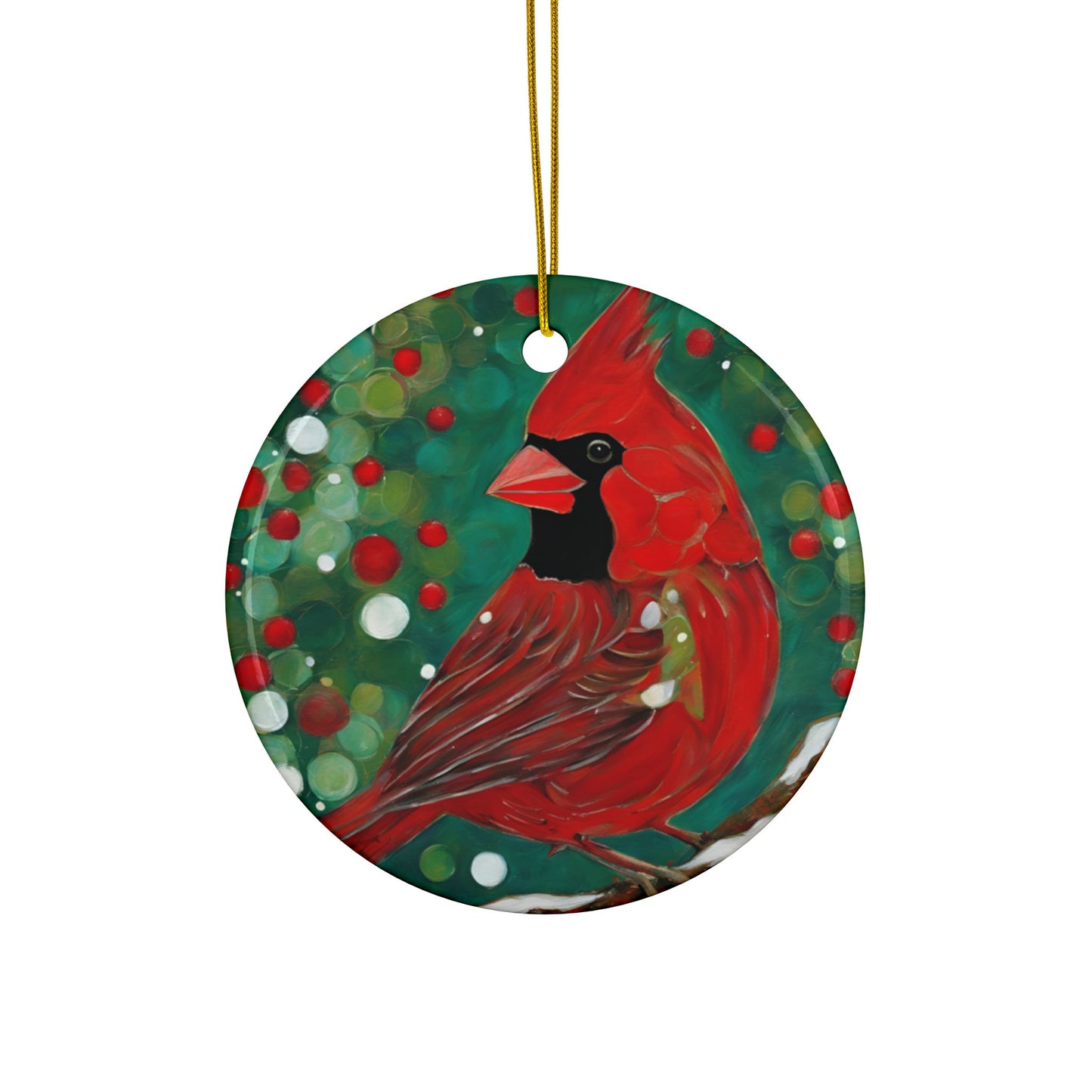 Bright Cardinal 3" Ceramic Ornaments, 2-Side Print, (1pc, 10pcs)