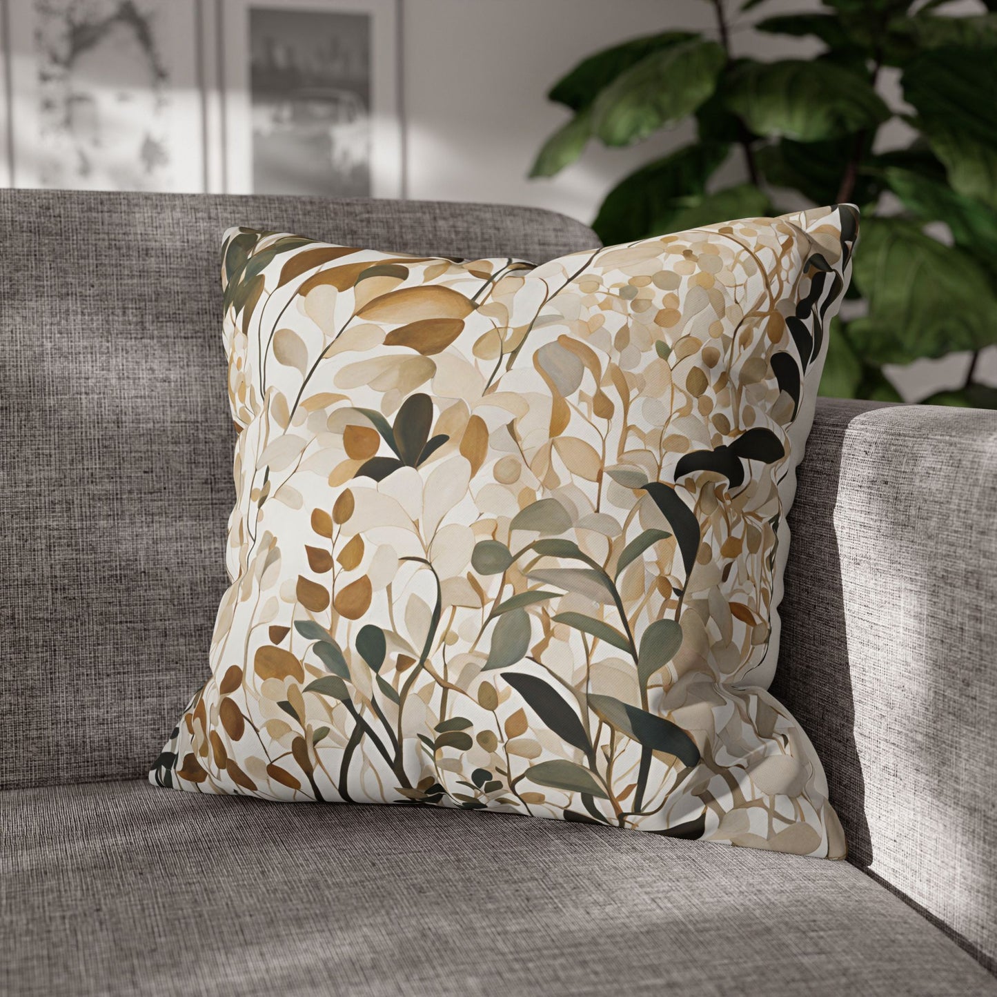 Butterfiled Floral Square Poly Canvas Pillowcase