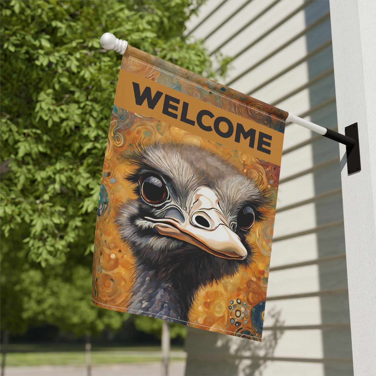 Ostrich Welcome 2-Sided Garden & House Flag/Banner