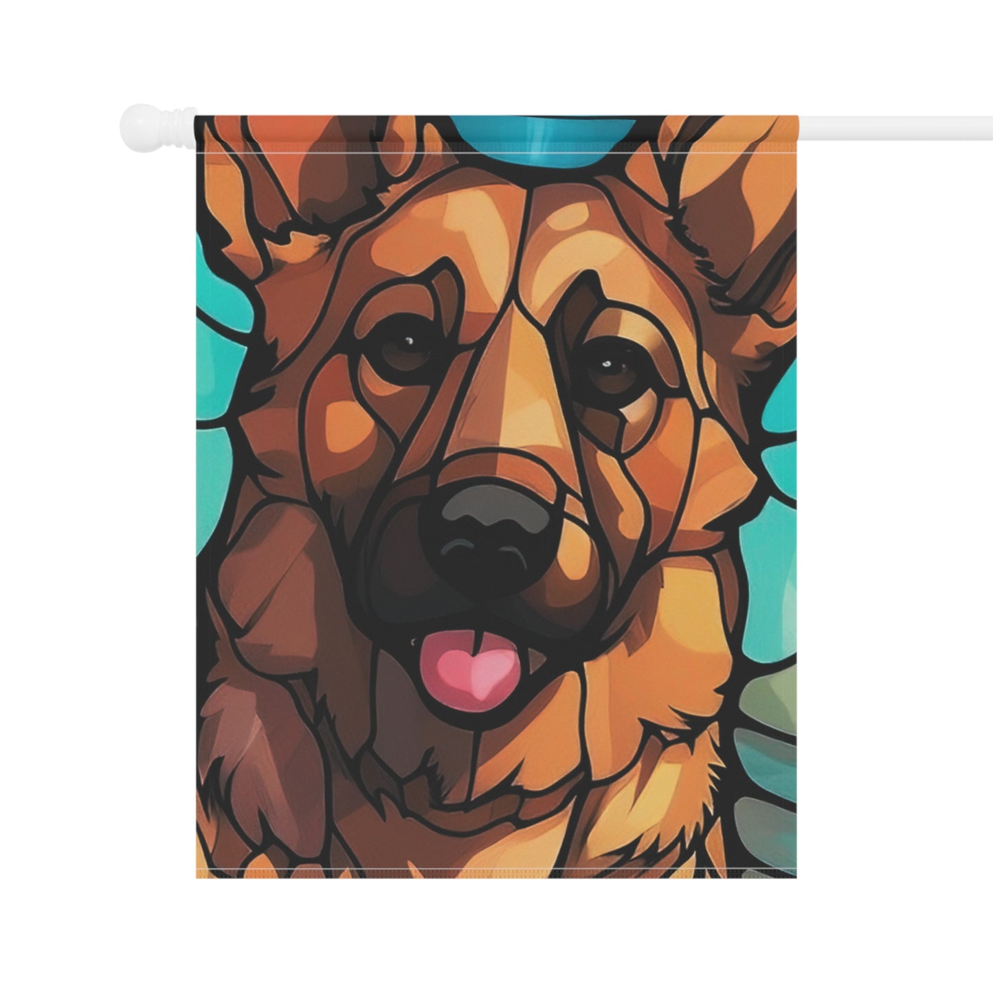 German Shepherd Face Stained Glass Look 2-Sided Garden & House Flag/Banner