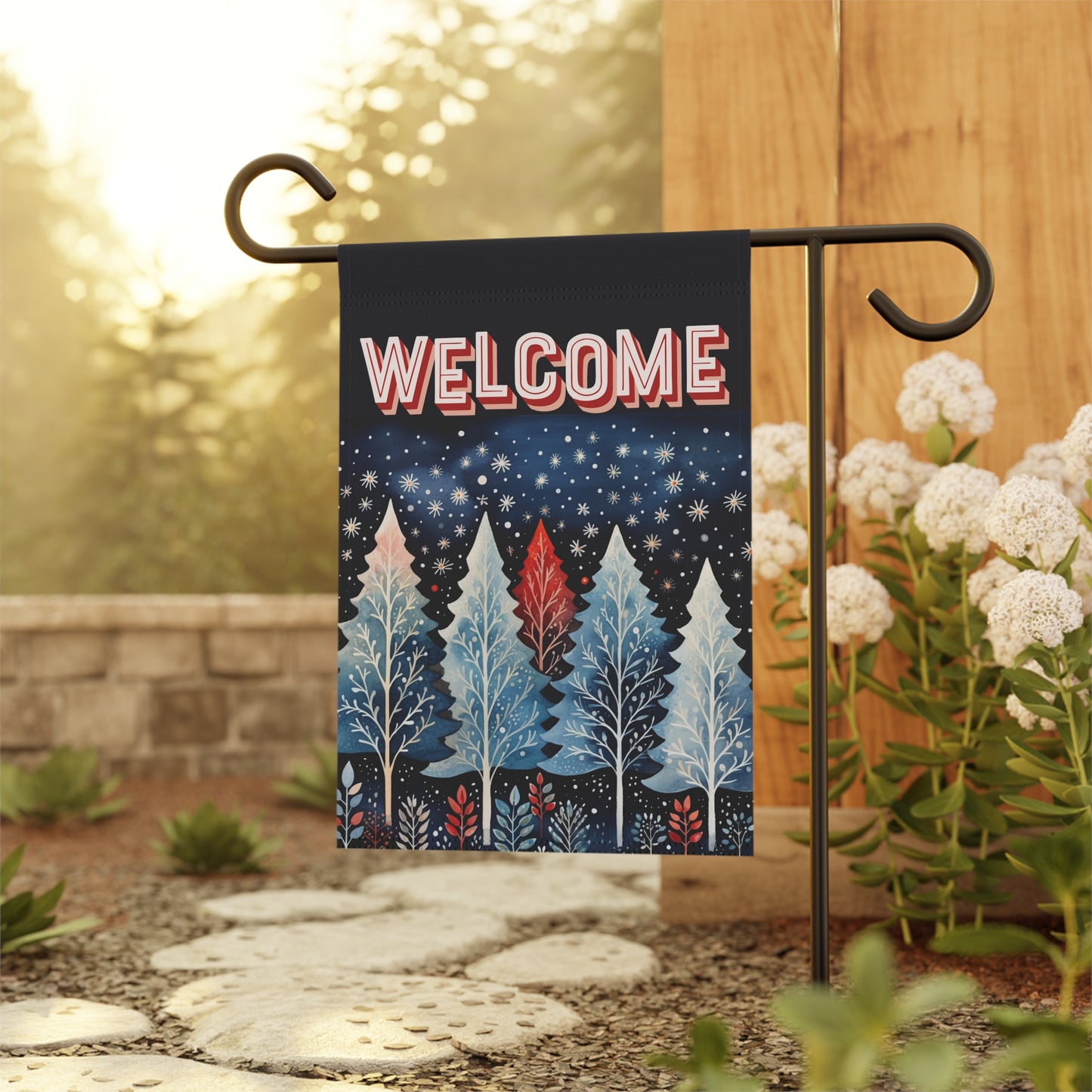 Nordic Forest Welcome 2-Sided Garden & House Flag/Banner