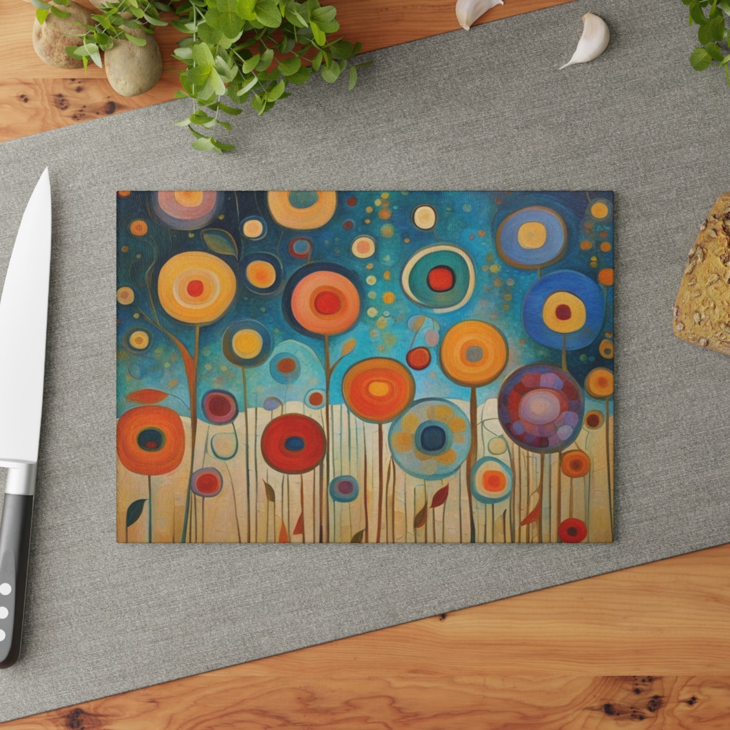 Lollipop Flowers Tempered Glass Cutting Board