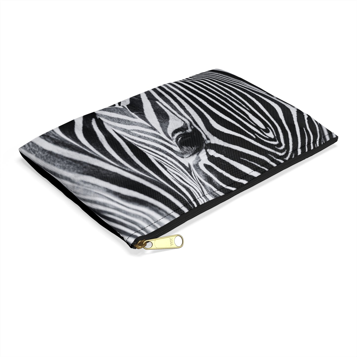 Zebra Closeup Black & White Journal Pencil Makeup Zipper Accessory Pouch