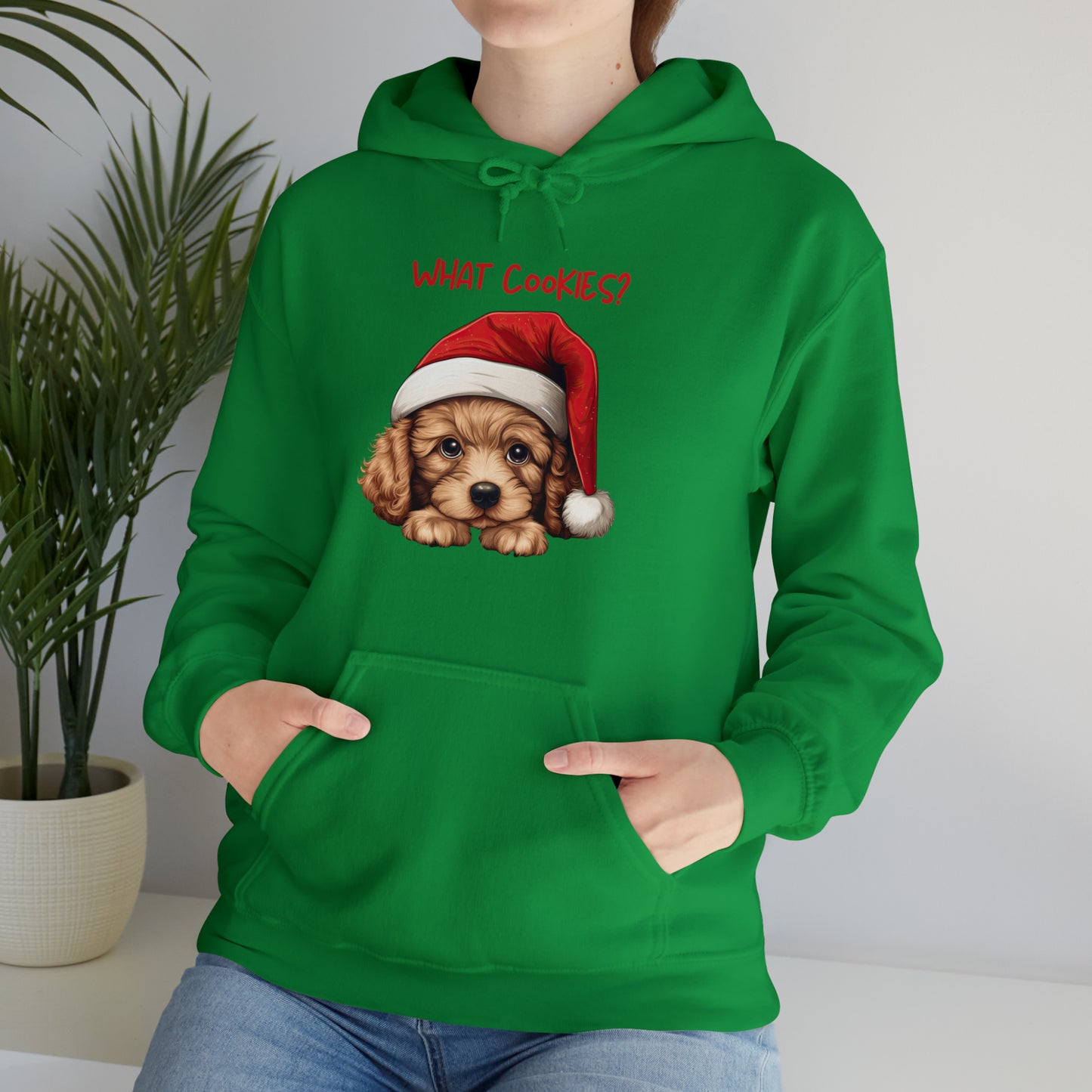 What Cookies? Poodle in Santa Hat Unisex Heavy Blend™ Hooded Sweatshirt