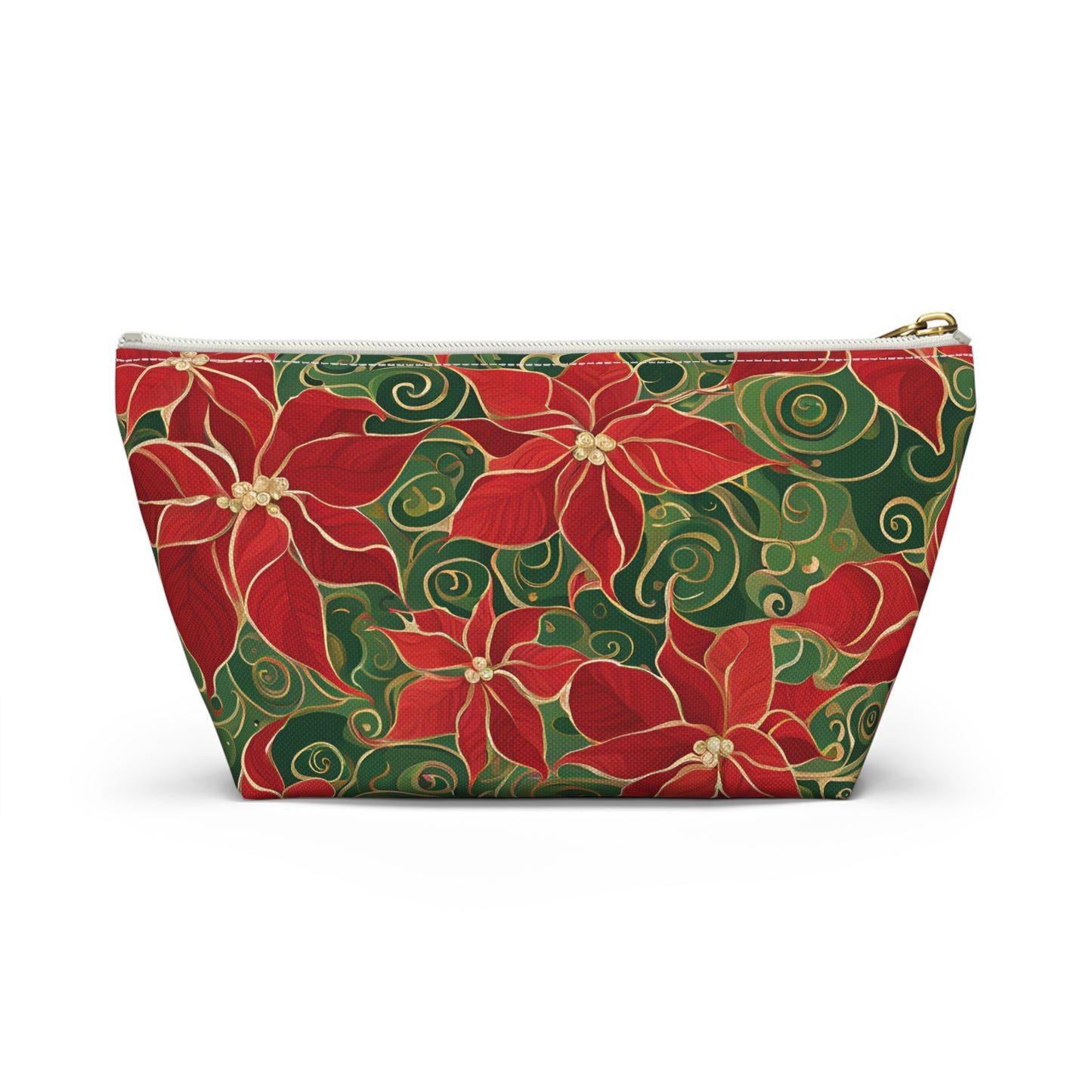 Poinsettia Swirl Accessory Pouch w T-bottom