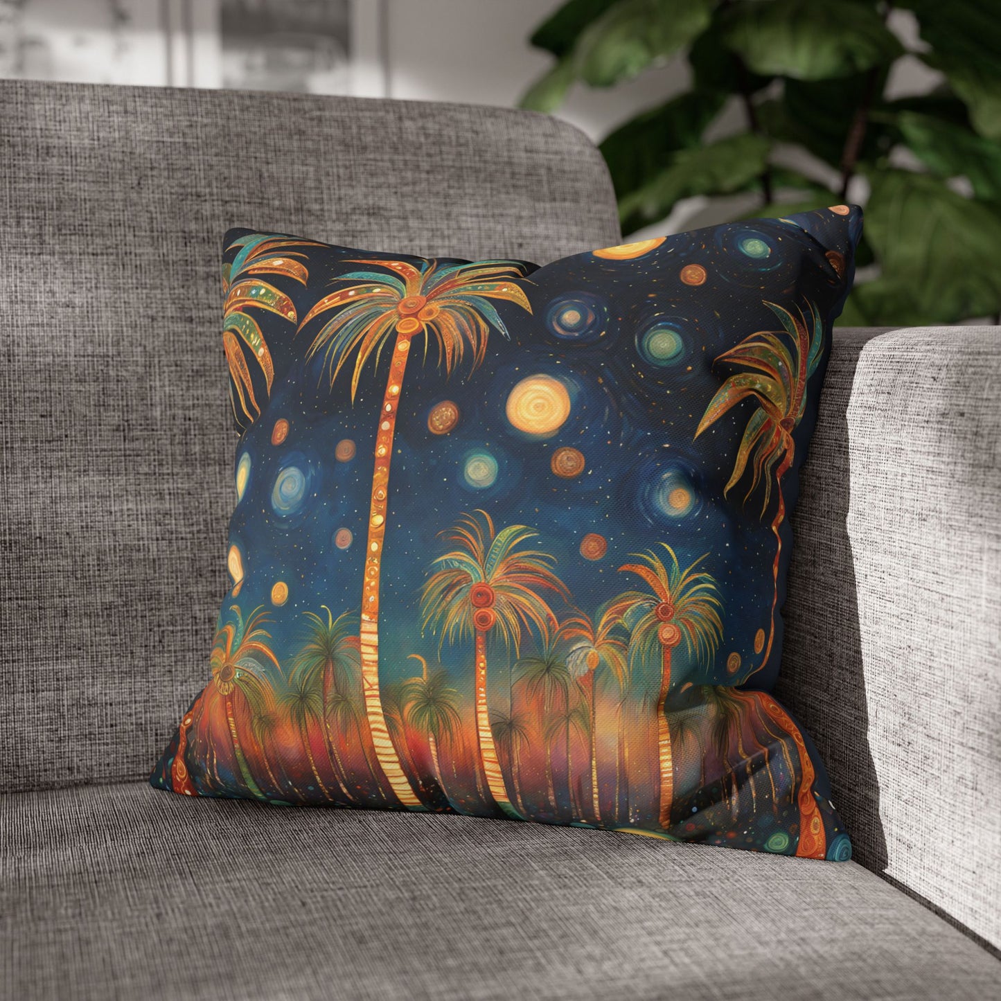 Palm Party Square Poly Canvas Pillowcase