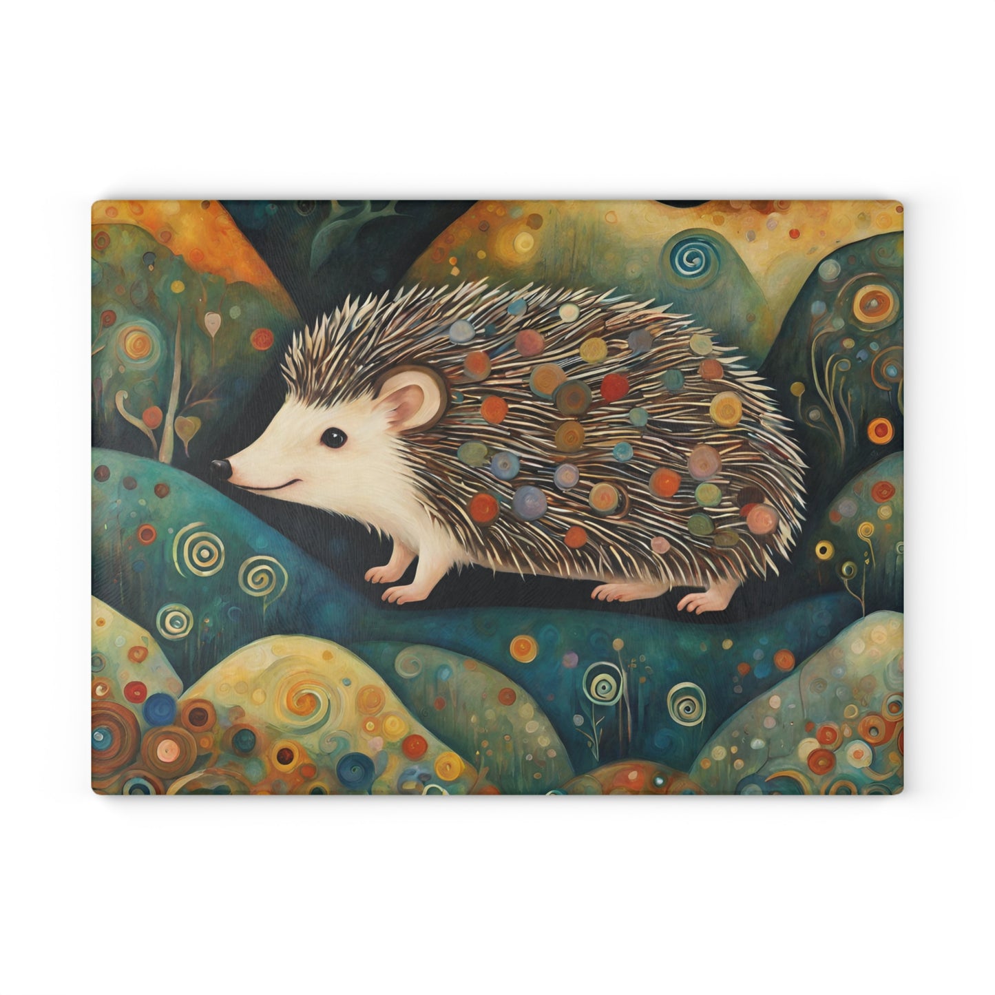 Mountain Forest Hedgehog Tempered Glass Cutting Board