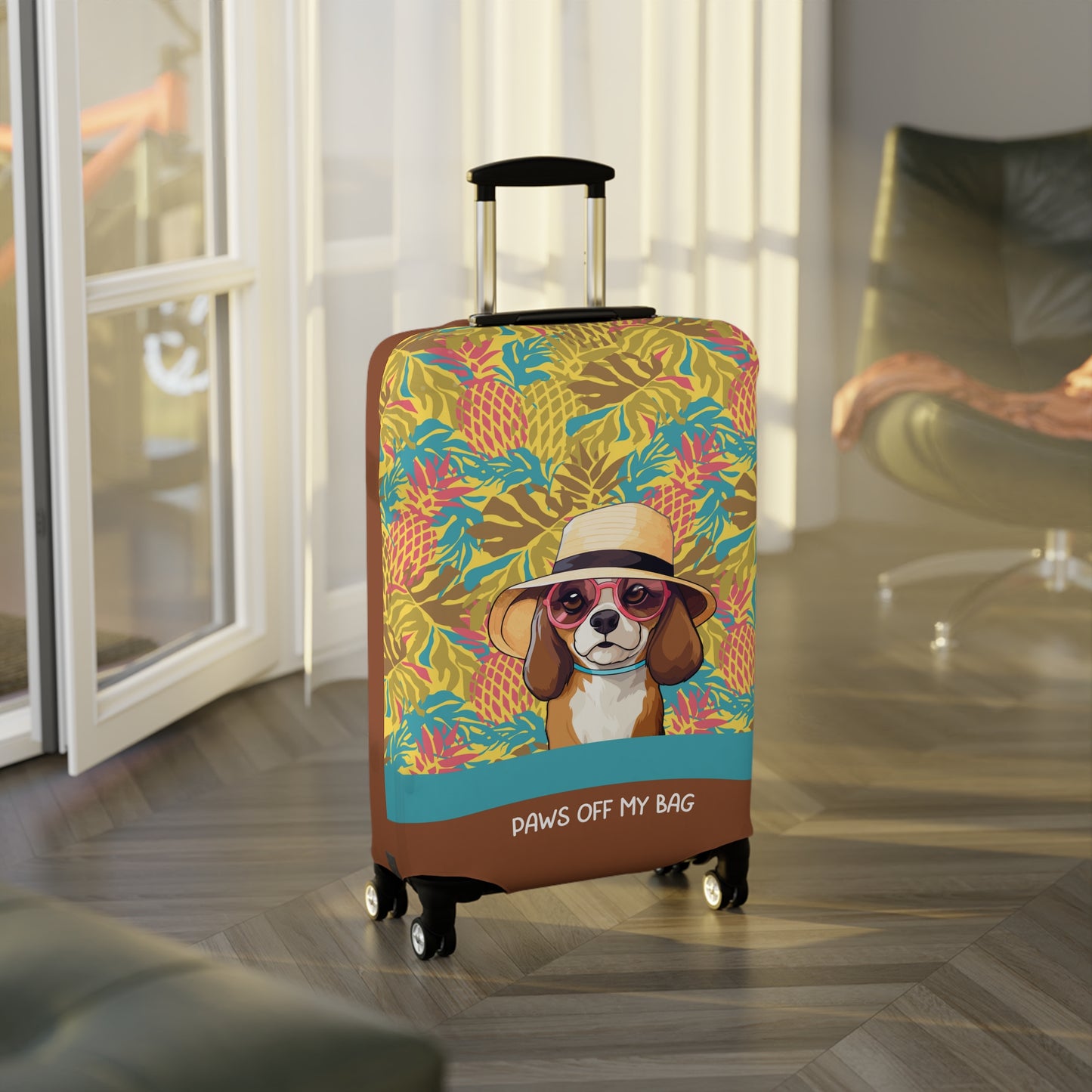 Beagle in Hat & Glasses Paws Off My Bag Luggage Cover