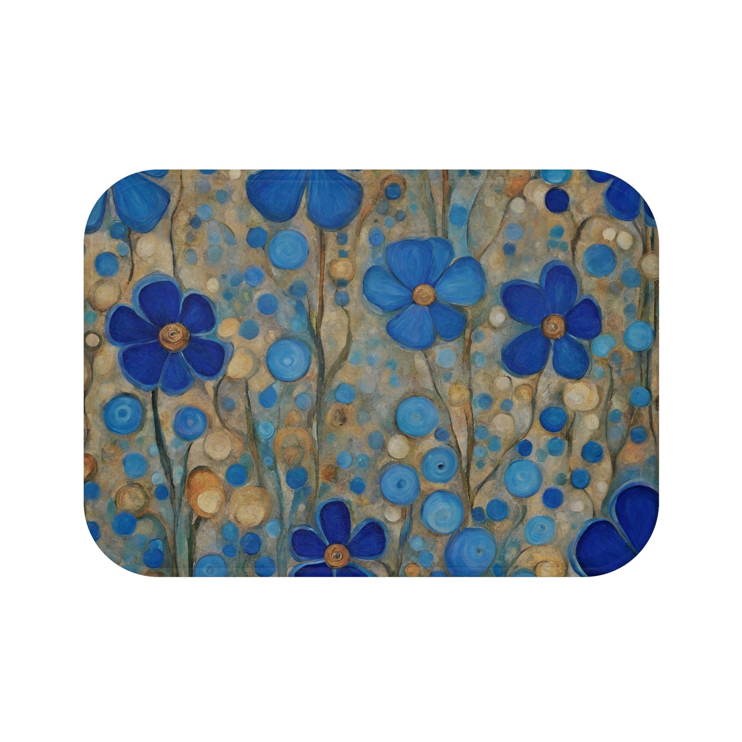 Blue Floral Pop Microfiber Bath Mat