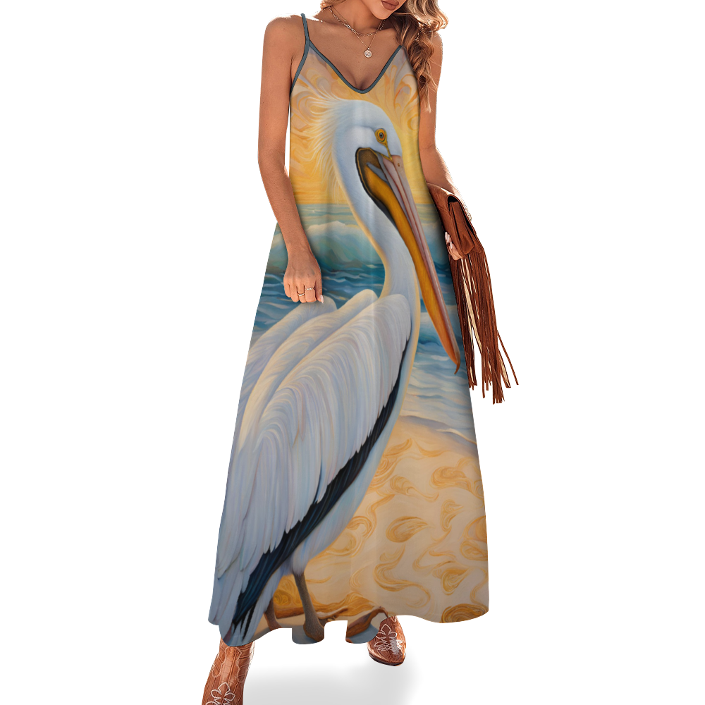 Pelican Sunset Women's Summer Fashion Maxi Slip Dress
