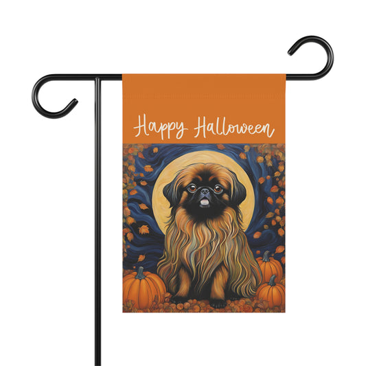 Pekingese Happy Halloween 2-Sided Garden & House Flag/Banner