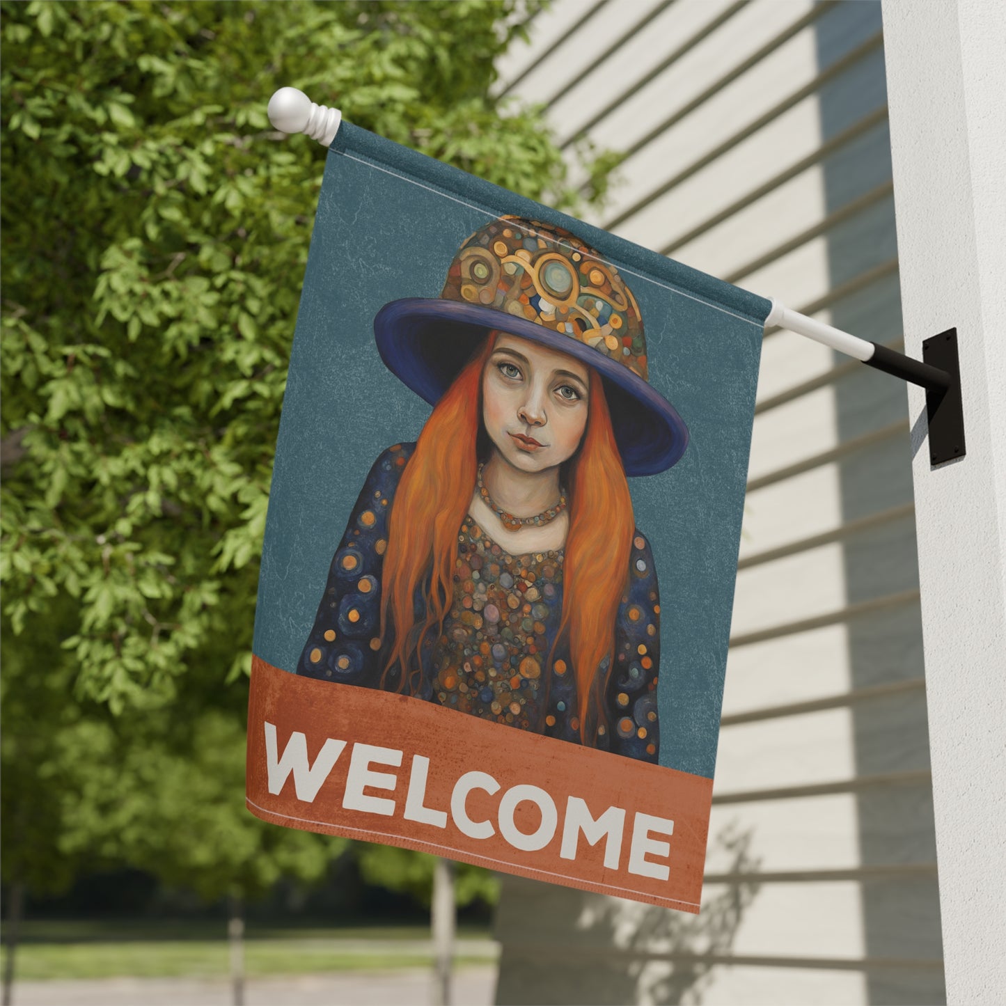 Gnome Girl Welcome 2-Sided Garden & House Flag/Banner