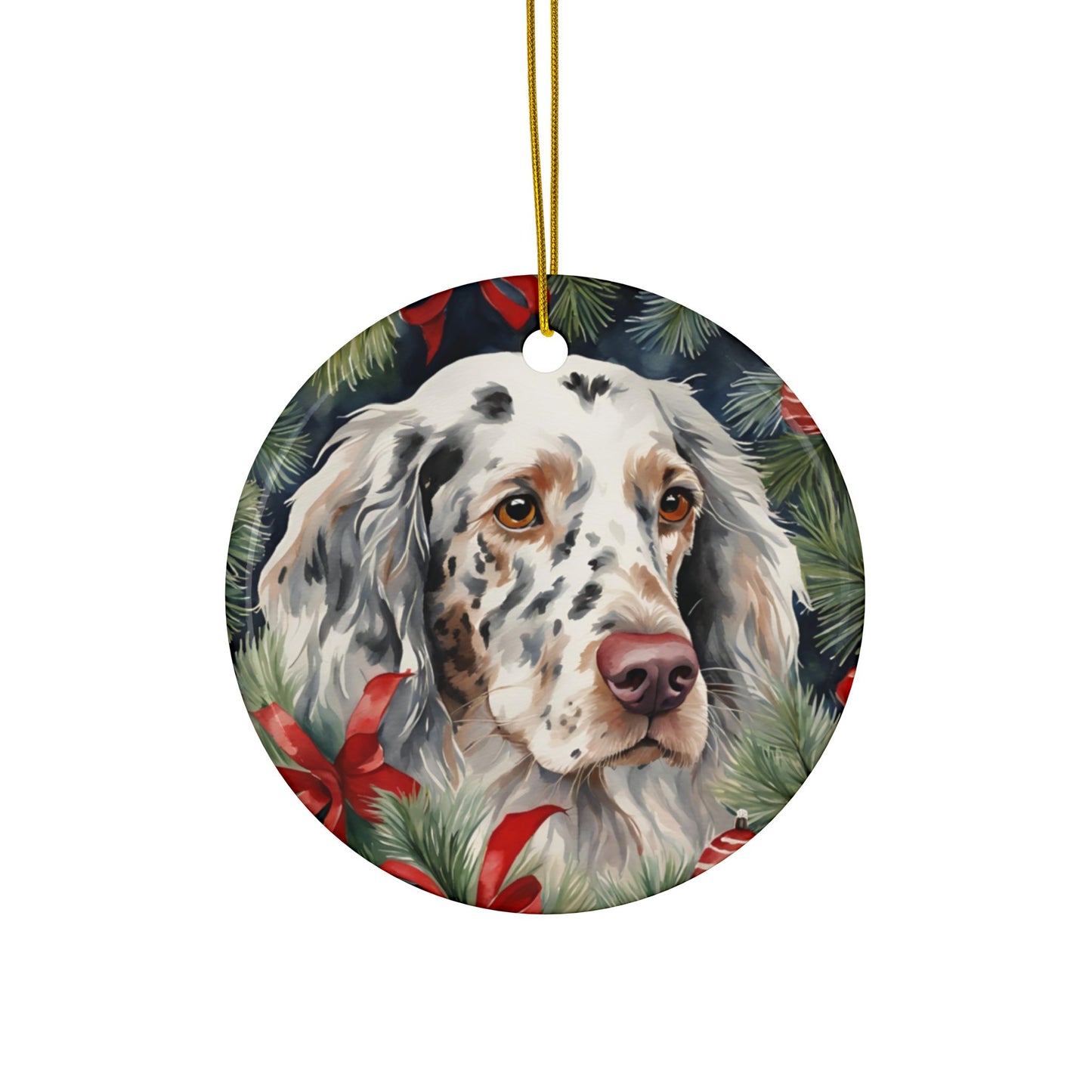 English Setter 3" Ceramic Ornaments, 2-Side Print, (1pc, 10pcs)